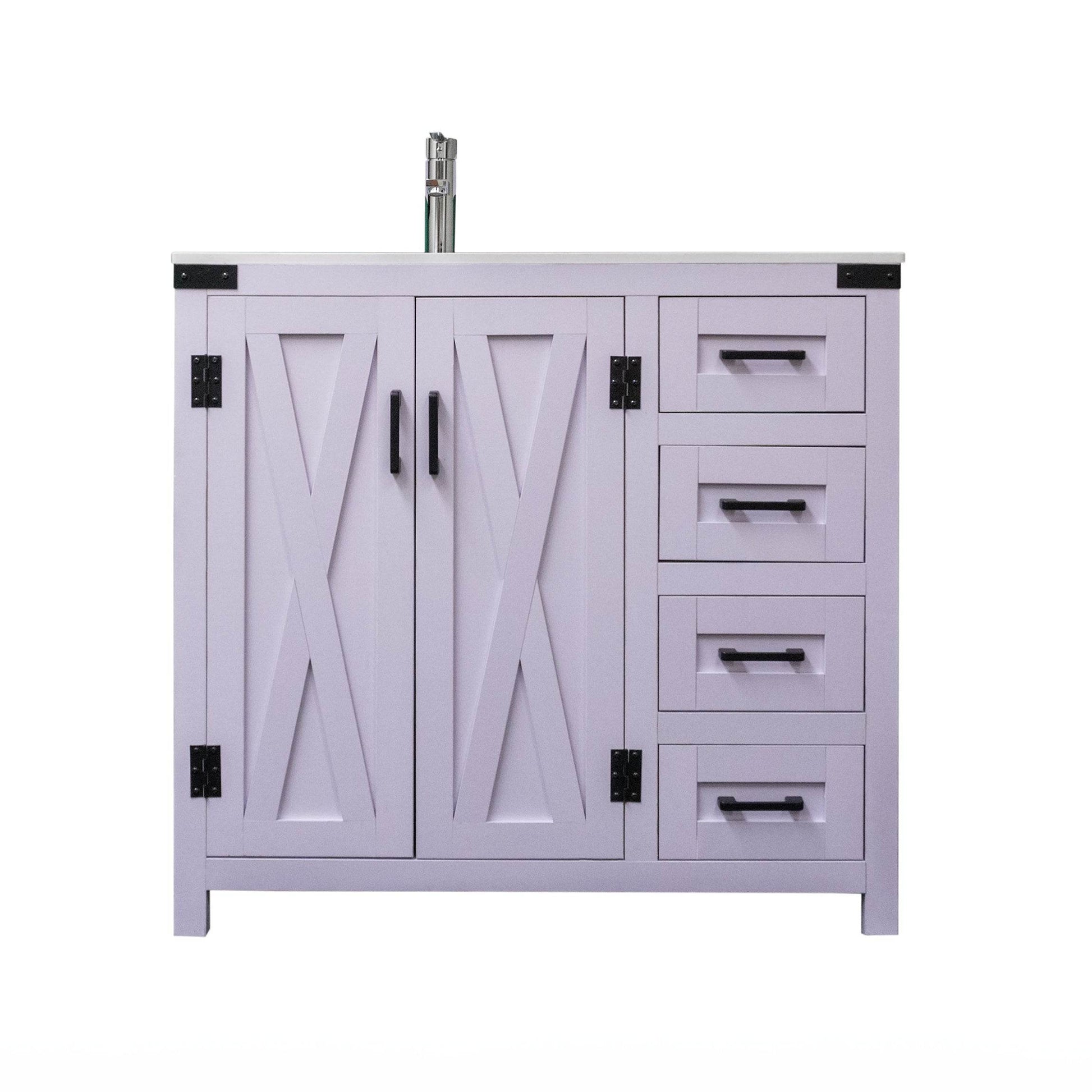 Salerno 36" W x 21.5" D x 33.5" H White Lilac Vanity with Cultured Marble Vanity Top - Dreamwerks
