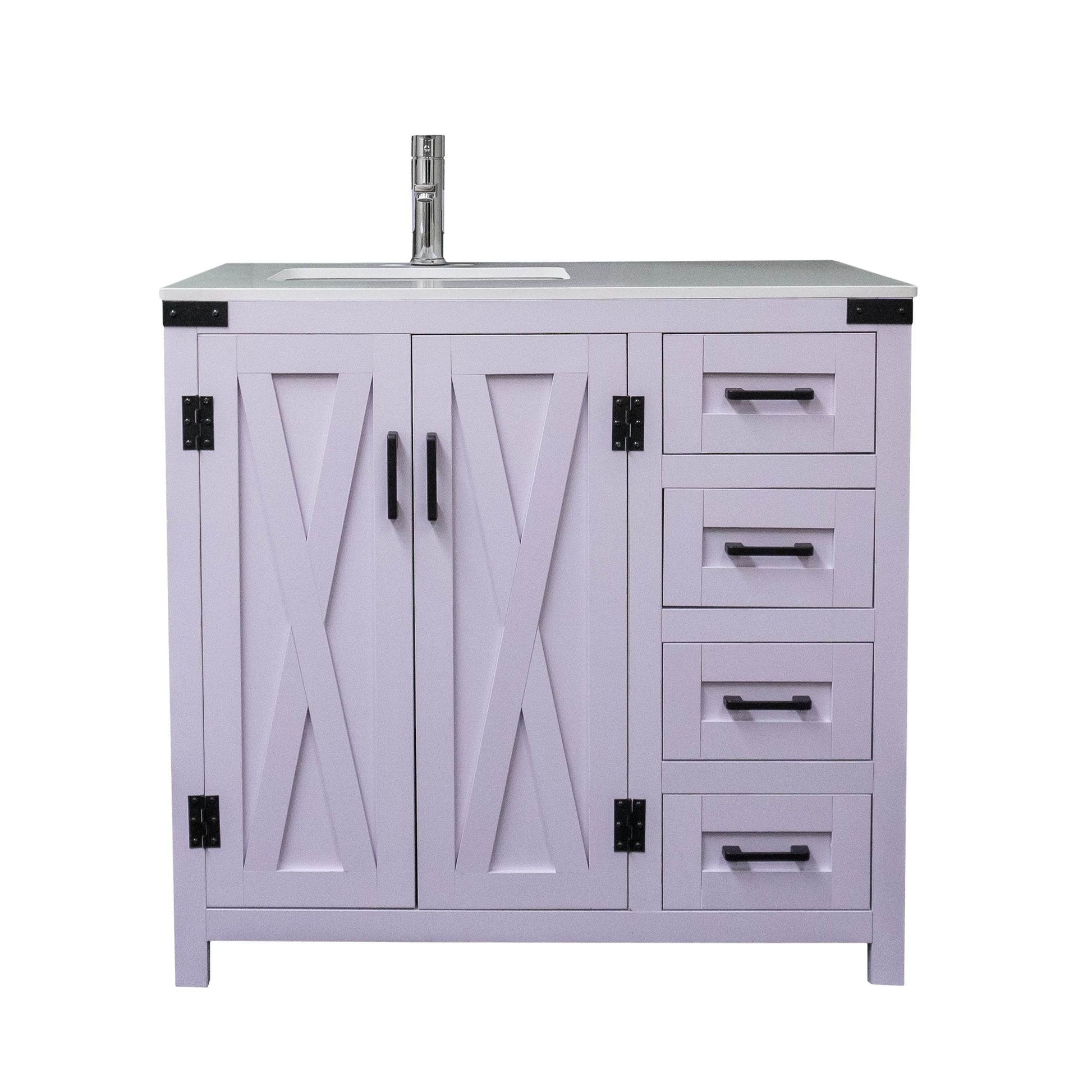 Salerno 36" W x 21.5" D x 33.5" H White Lilac Vanity with Cultured Marble Vanity Top - Dreamwerks