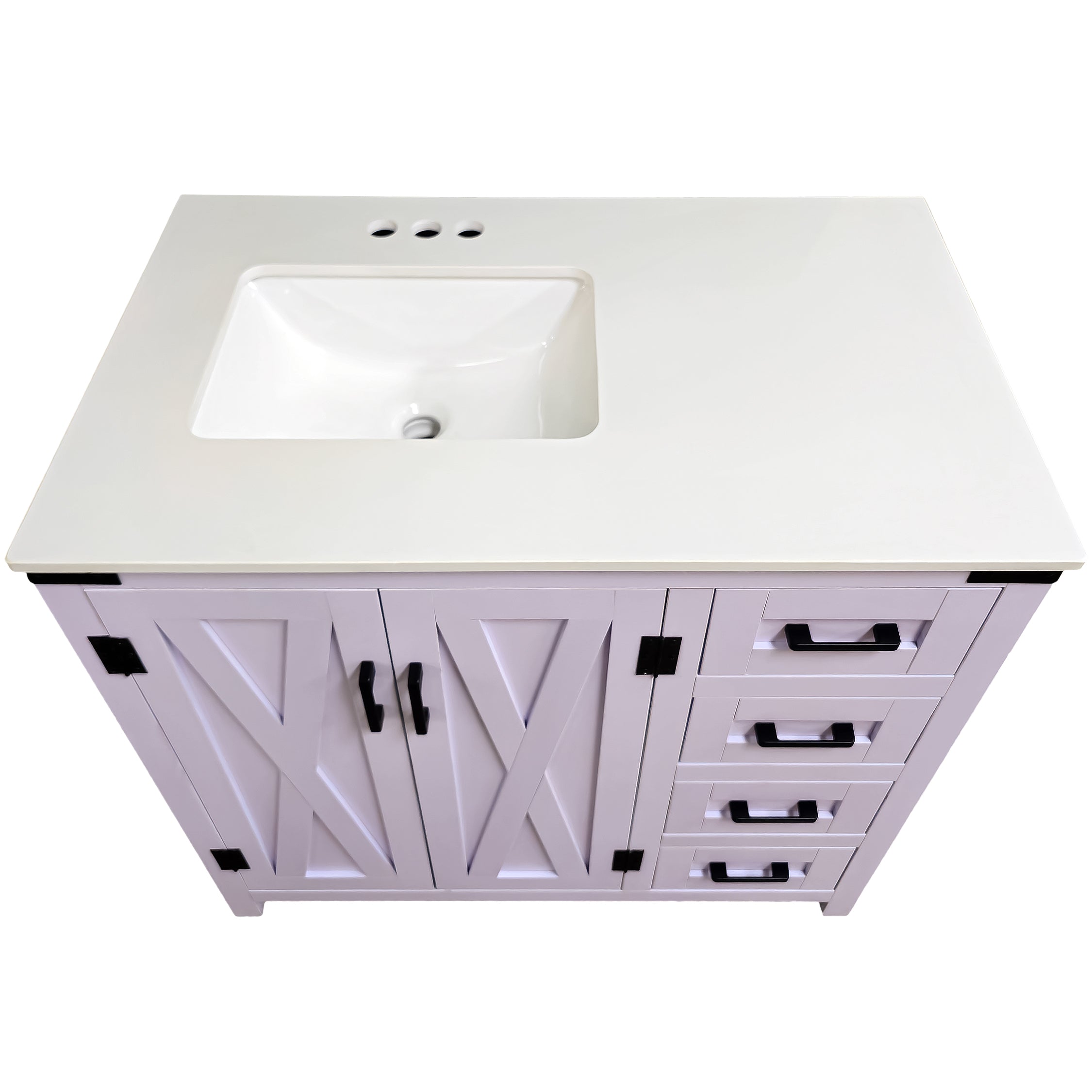 Salerno 36" W x 21.5" D x 33.5" H White Lilac Vanity with Cultured Marble Vanity Top - Dreamwerks