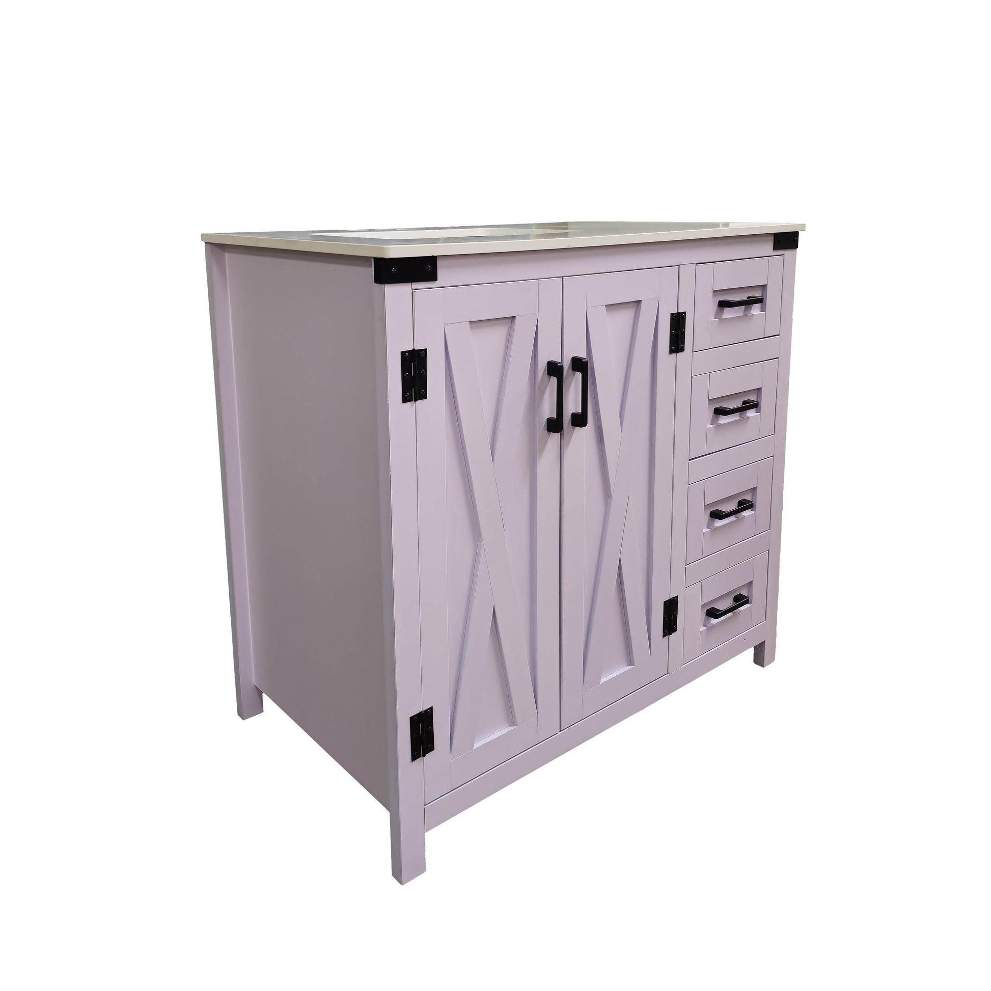 Salerno 36" W x 21.5" D x 33.5" H White Lilac Vanity with Cultured Marble Vanity Top - Dreamwerks