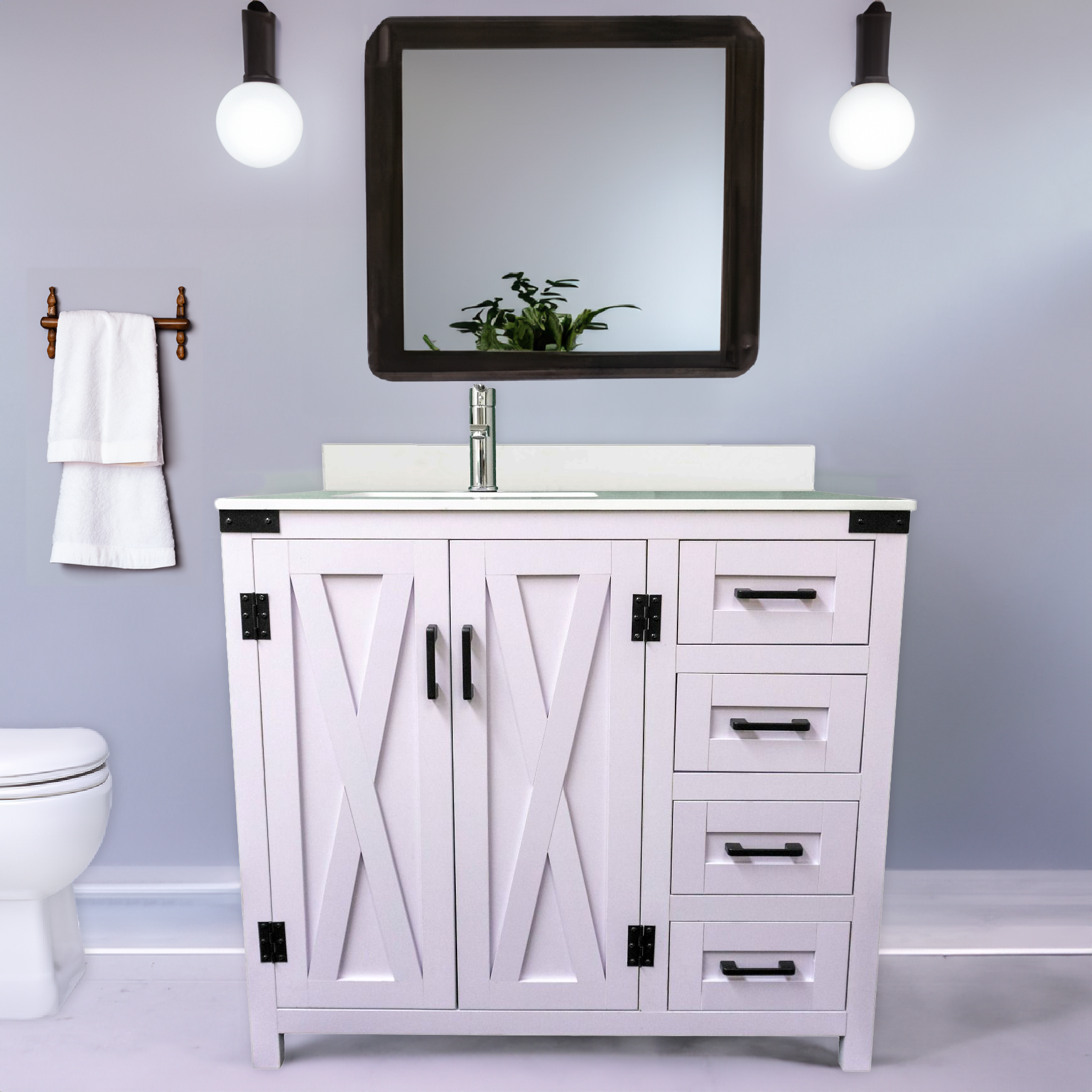 Salerno 36" W x 21.5" D x 33.5" H White Lilac Vanity with Cultured Marble Vanity Top - Dreamwerks