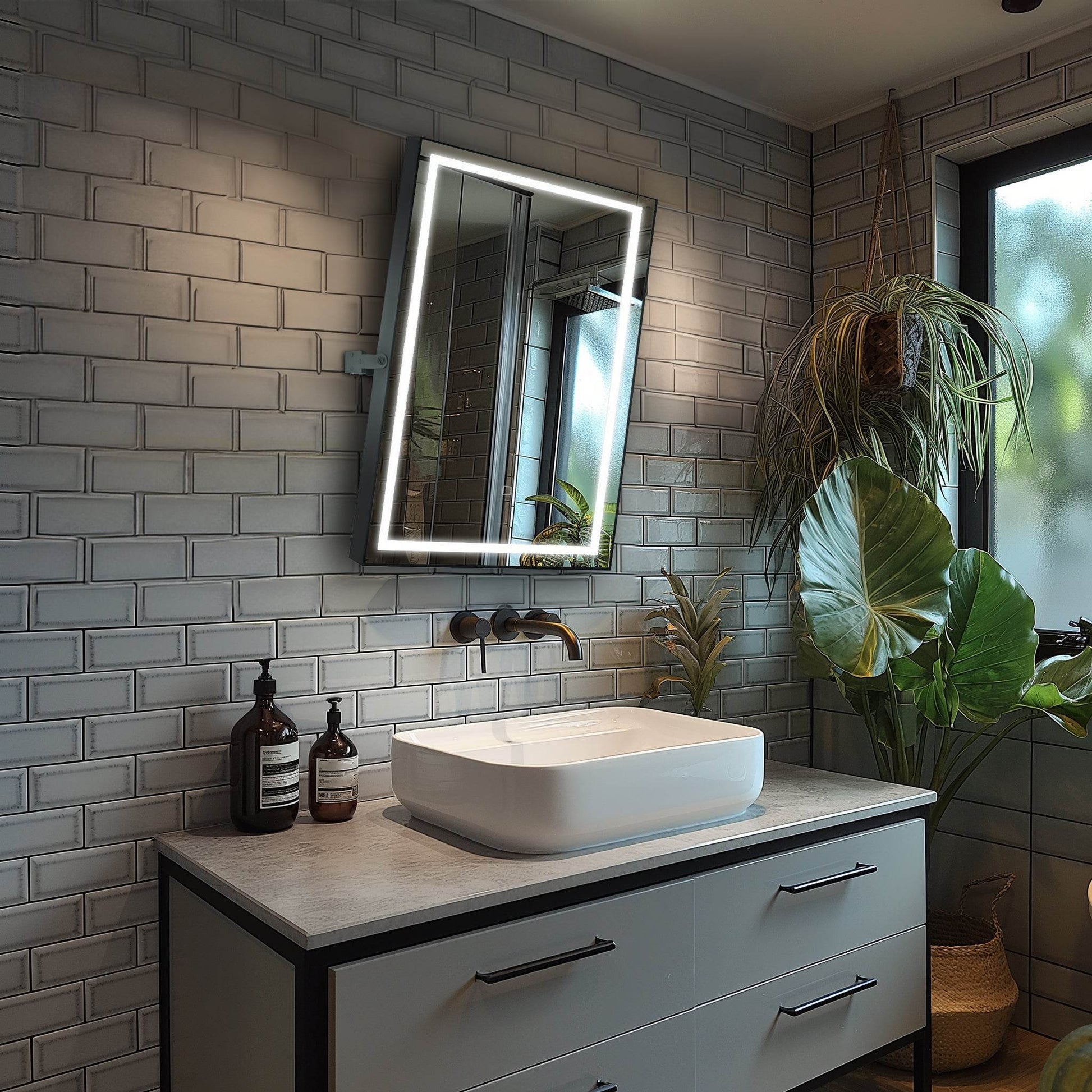 Kalista 24"x32" Pivot Mirror with High-Performance LED Lighting – Modern Luxury Bathroom Decor