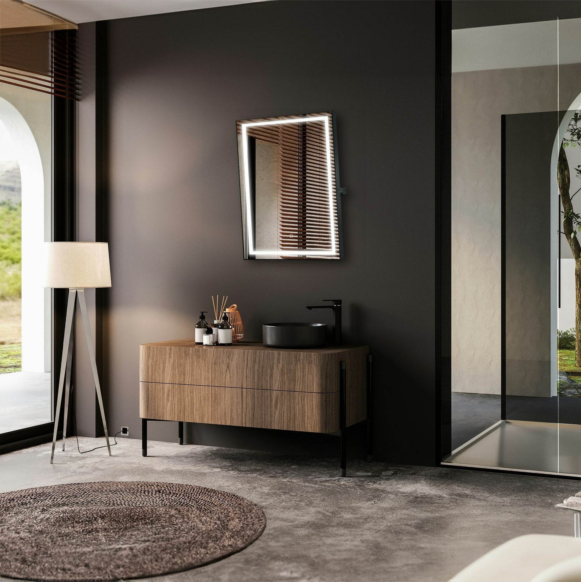 Kalista 24"x32" Pivot Mirror with High-Performance LED Lighting – Modern Luxury Bathroom Decor