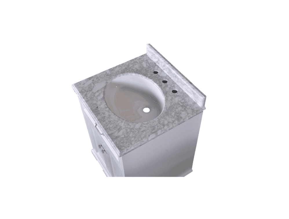 Bathroom Vanity in White with Solid Wood & Carrara Marble Top - Available in 3 sizes - Dreamwerks