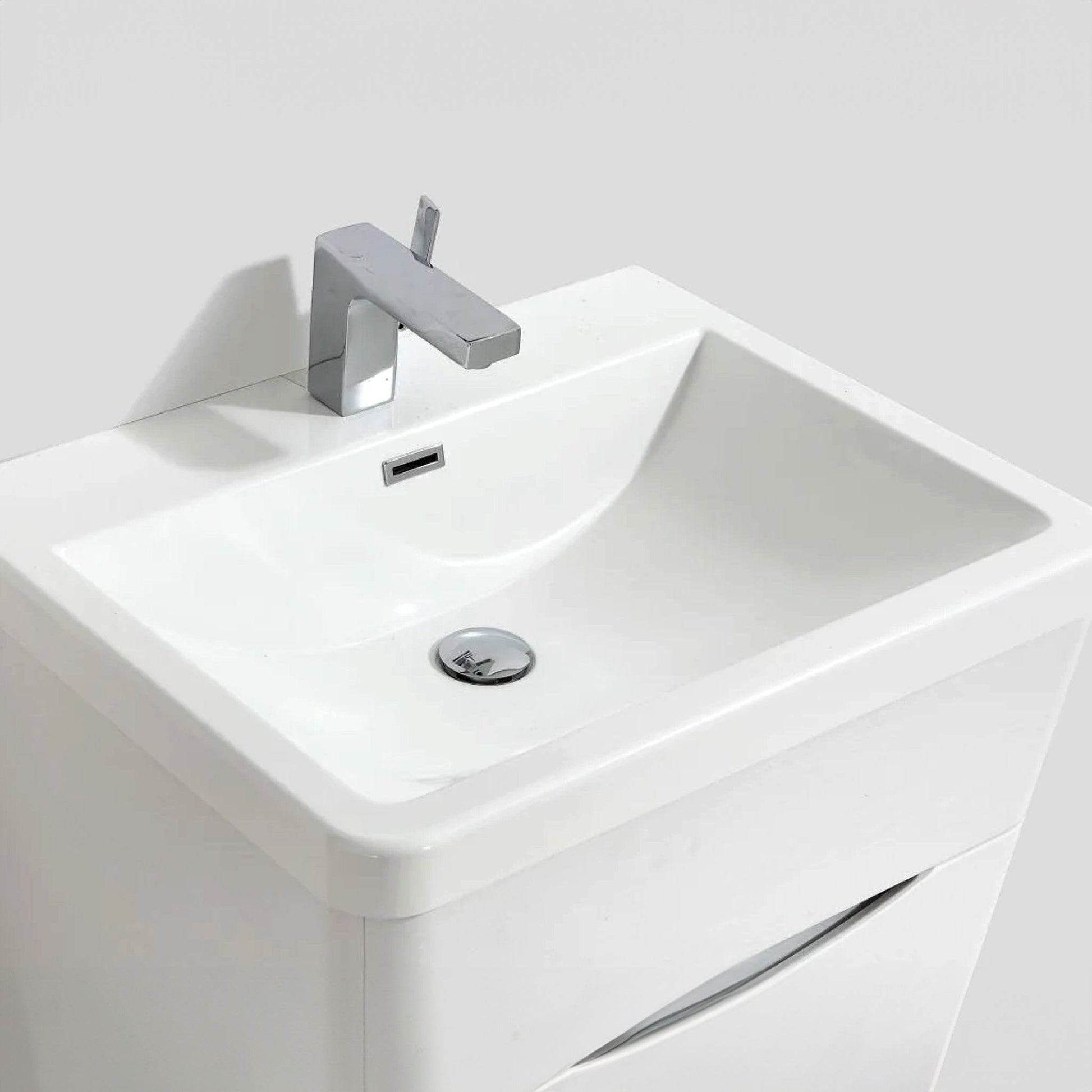 Stockholm 24" W x 18" D x 33" H Bathroom Vanity in White with Ceramic Vanity Top - Dreamwerks