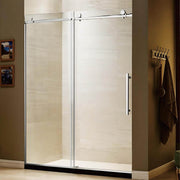 60 in. frameless sliding shower door in stainless steel with clear glass and chrome finish - Dreamwerks