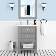 Sienna 24" W x 22" D x 33" H Vanity In Gray with Ceramic Vanity Top - Dreamwerks