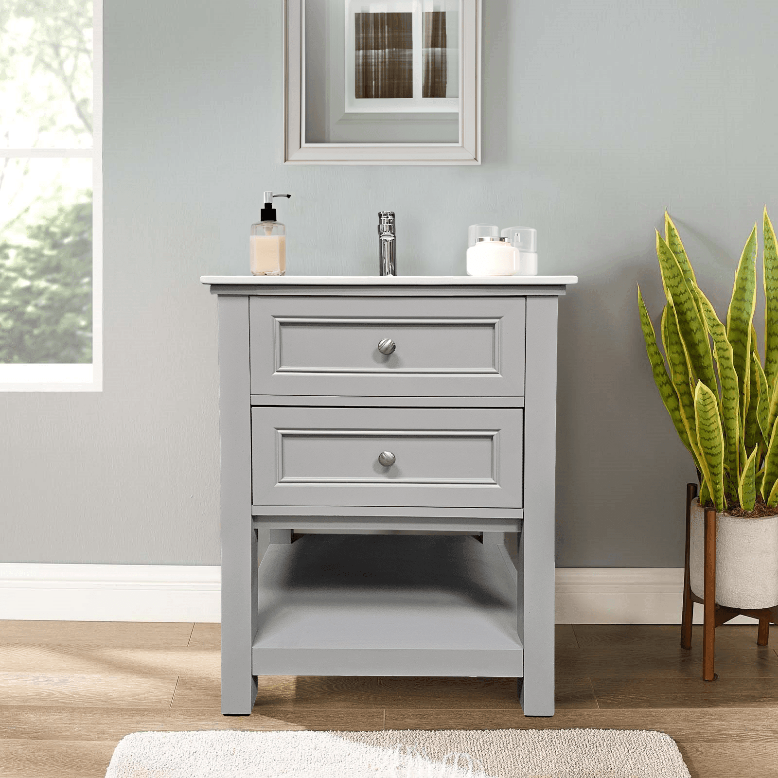 Sienna 24" W x 22" D x 33" H Vanity In Gray with Ceramic Vanity Top - Dreamwerks