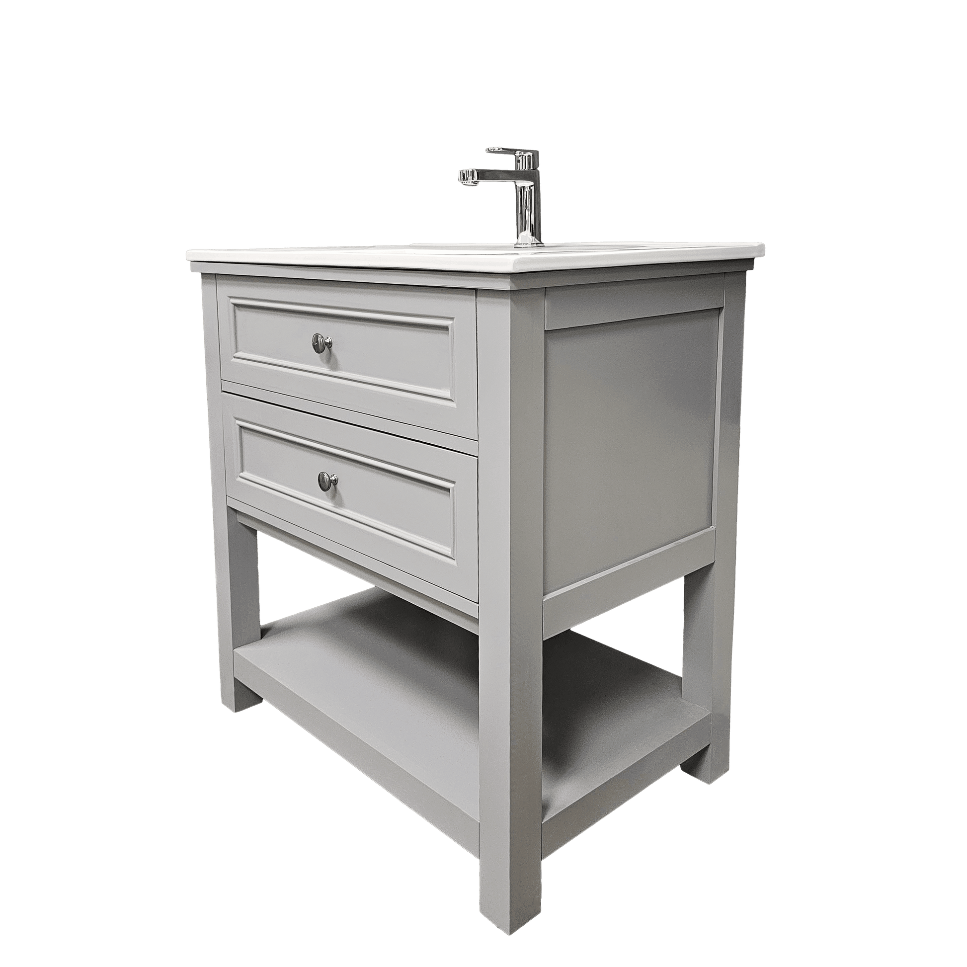 Sienna 30" W x 22" D x 33" H Vanity In Gray With Ceramic Vanity Top - Dreamwerks