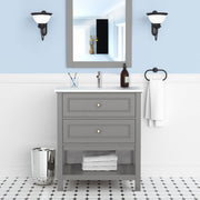 Sienna 30" W x 22" D x 33" H Vanity In Gray With Ceramic Vanity Top - Dreamwerks