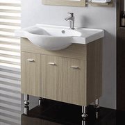 Bango 33.5" W x 19.5" D x 32" H Vanity in Beige with Ceramic Vanity Top in White - Dreamwerks