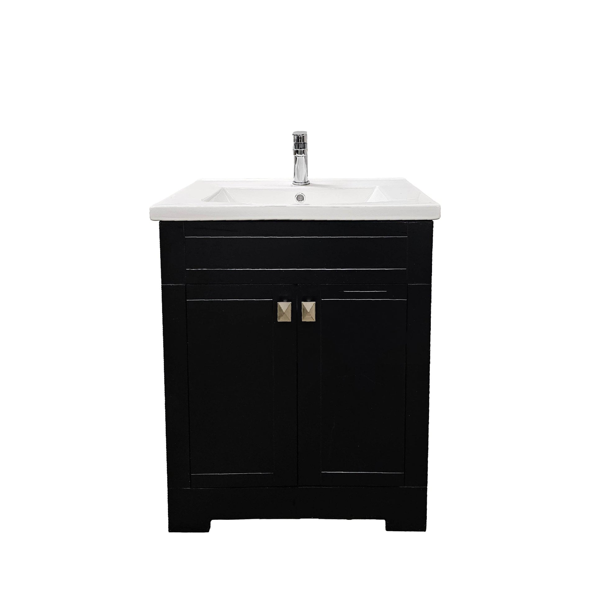 Trenta 24" W x 19" D x 33" H Vanity in Black with White Ceramic Vanity Top - Dreamwerks