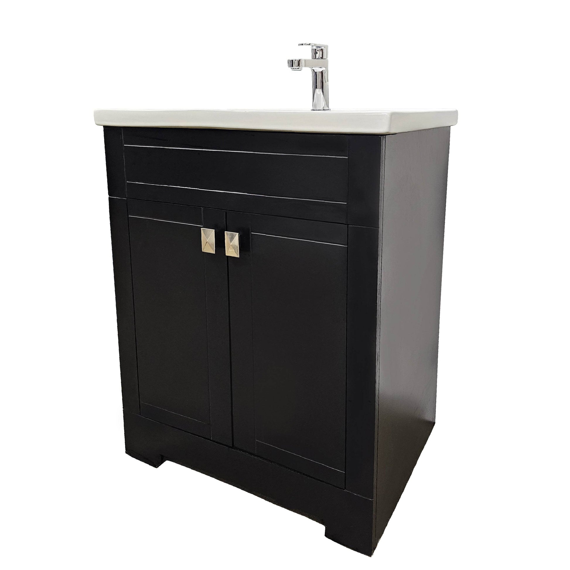 Trenta 24" W x 19" D x 33" H Vanity in Black with White Ceramic Vanity Top - Dreamwerks