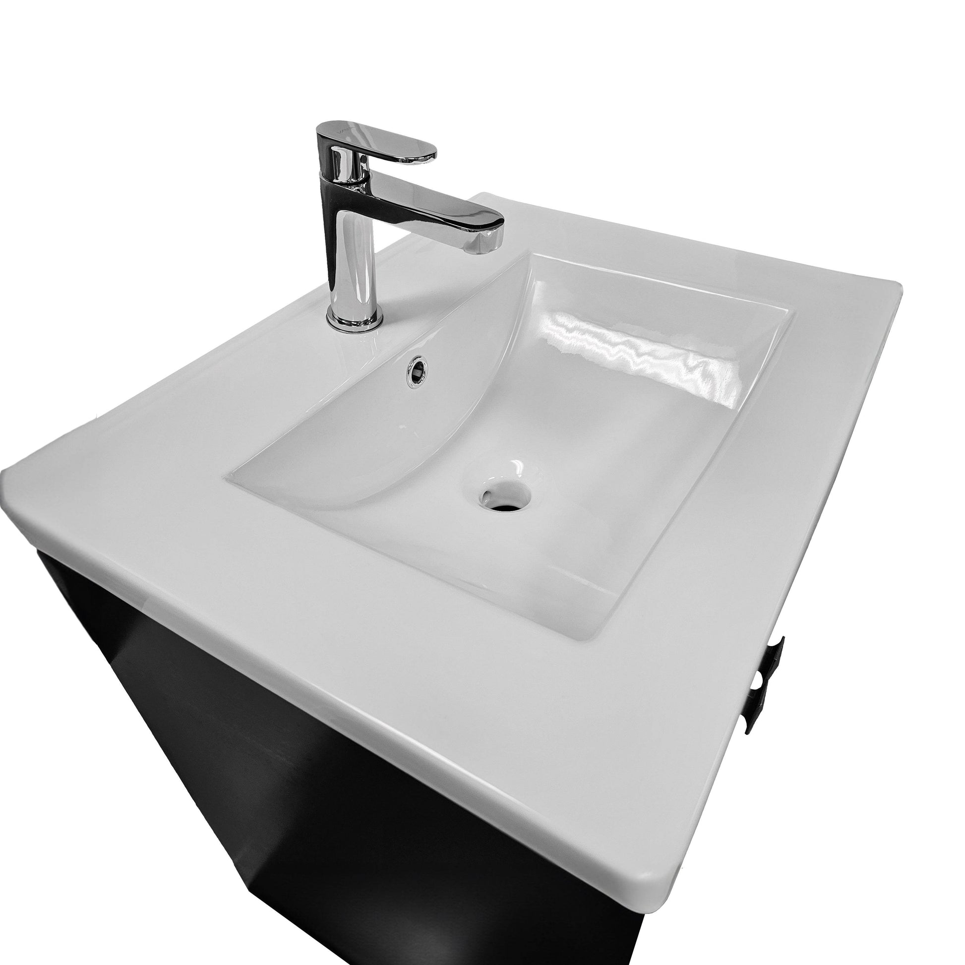 Trenta 24" W x 19" D x 33" H Vanity in Black with White Ceramic Vanity Top - Dreamwerks