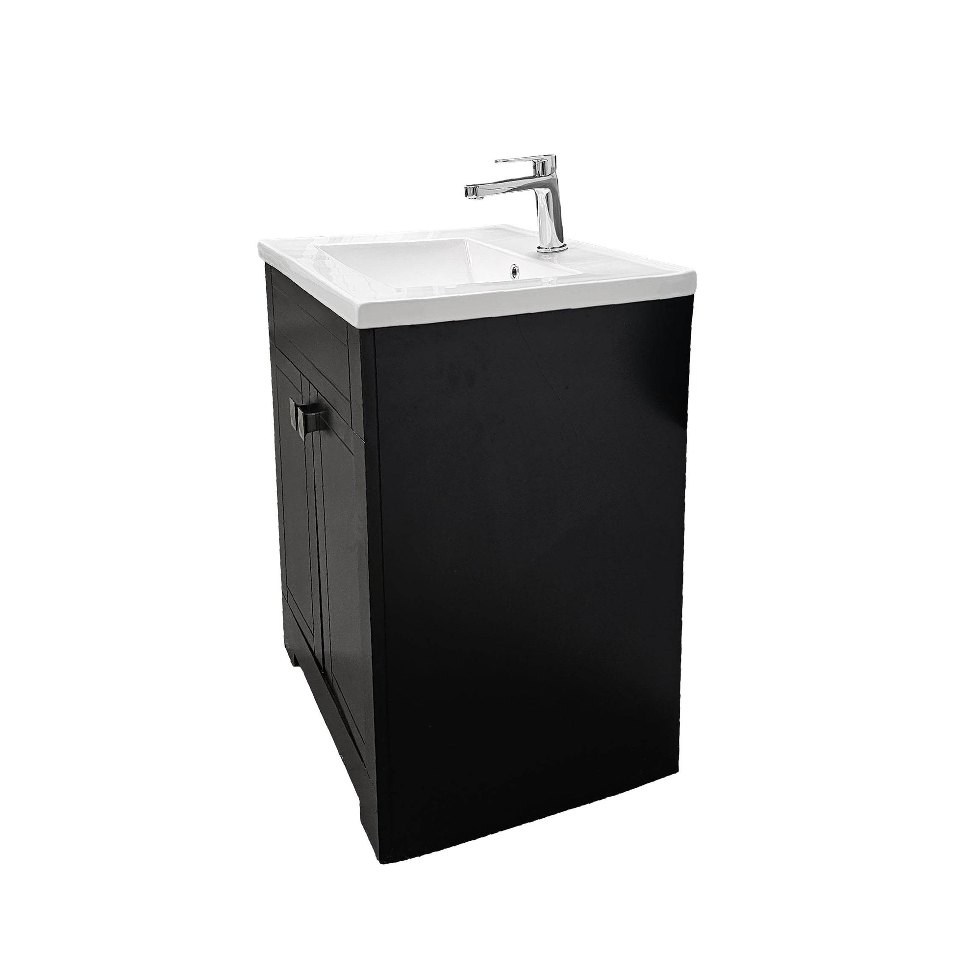 Trenta 24" W x 19" D x 33" H Vanity in Black with White Ceramic Vanity Top - Dreamwerks