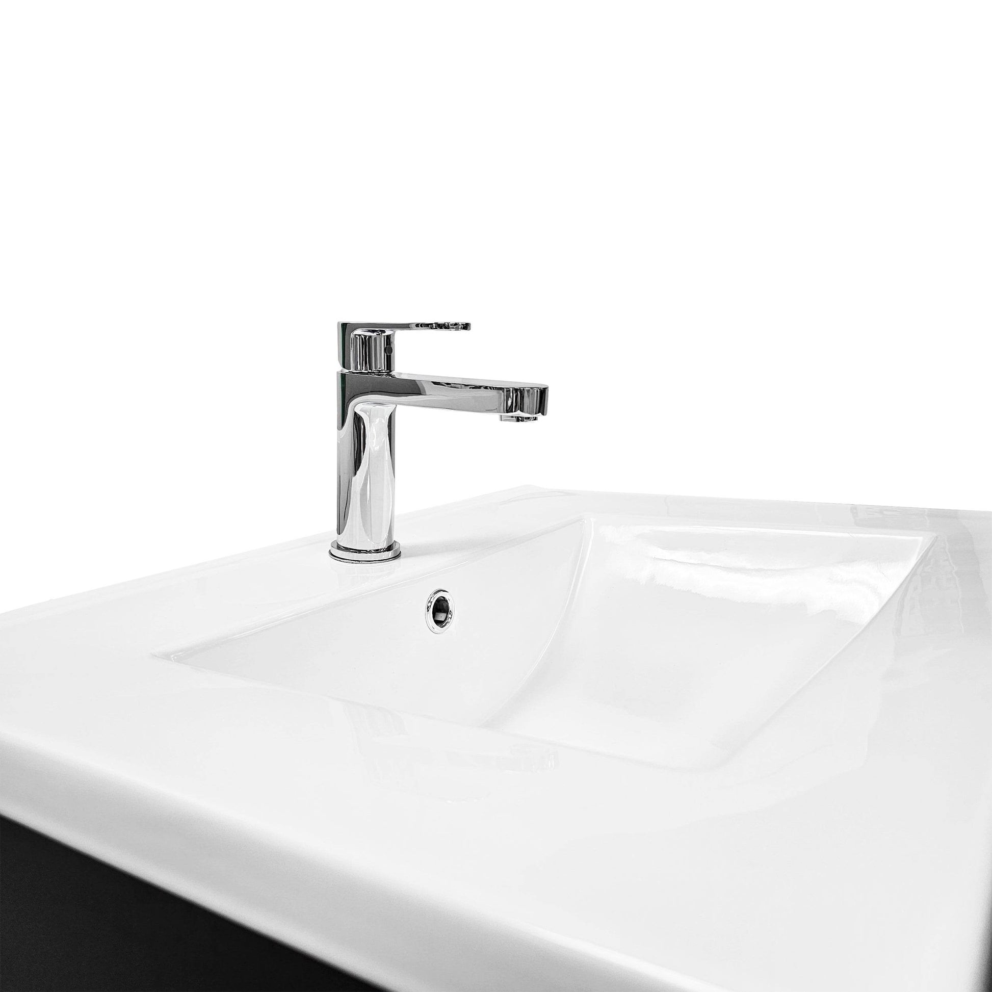 Trenta 24" W x 19" D x 33" H Vanity in Black with White Ceramic Vanity Top - Dreamwerks
