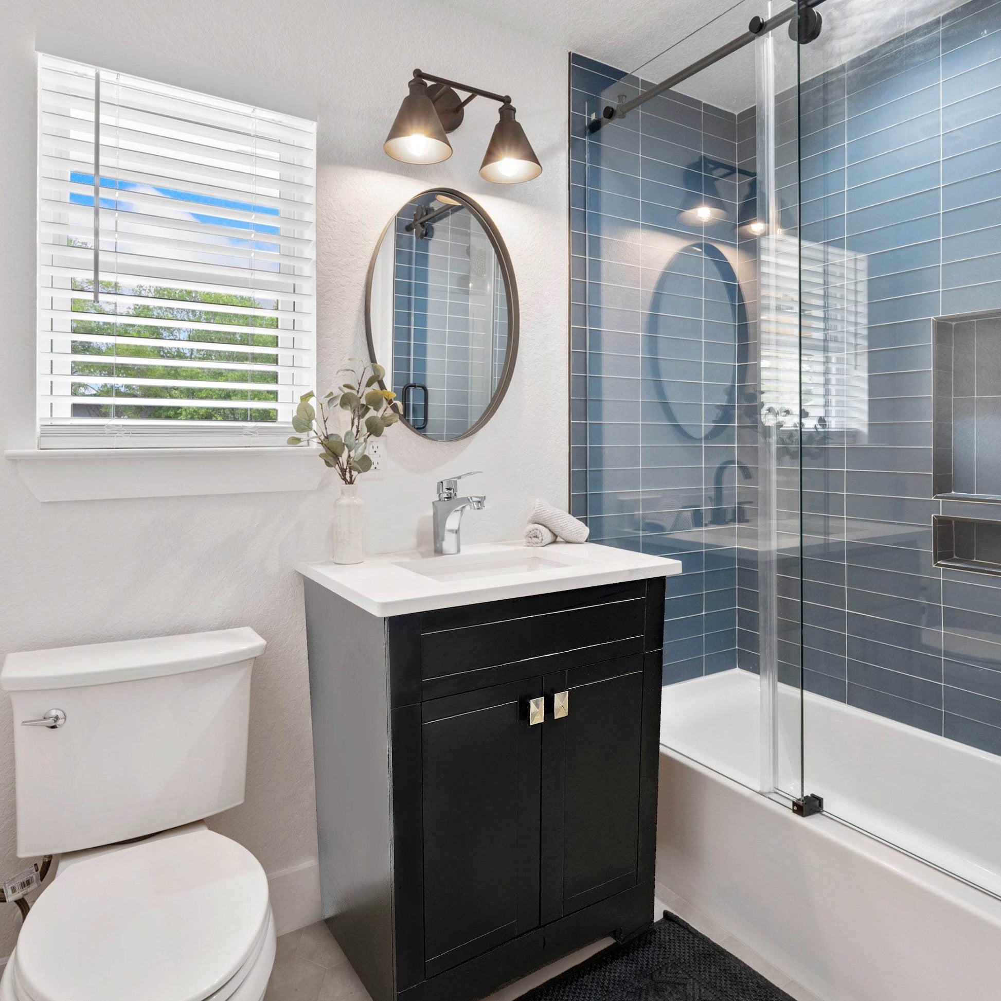 Trenta 24" W x 19" D x 33" H Vanity in Black with White Ceramic Vanity Top - Dreamwerks