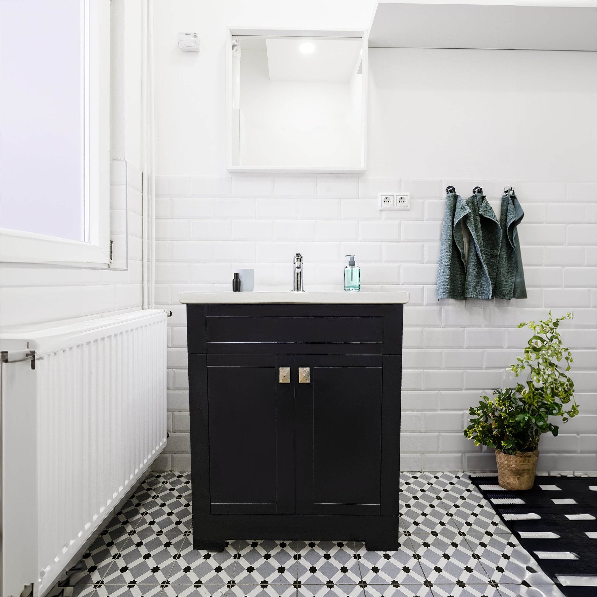 Trenta 24" W x 19" D x 33" H Vanity in Black with White Ceramic Vanity Top - Dreamwerks