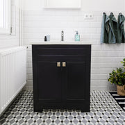 Trenta 24" W x 19" D x 33" H Vanity in Black with White Ceramic Vanity Top - Dreamwerks