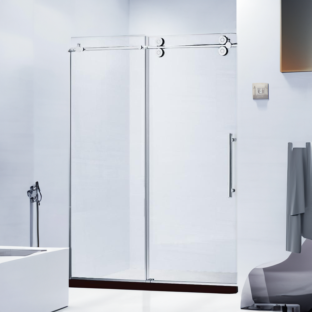 Dreamwerks 60 in. W x 79 in. H Frameless Sliding Shower Door in Bright Chrome with Frosted Glass - Dreamwerks