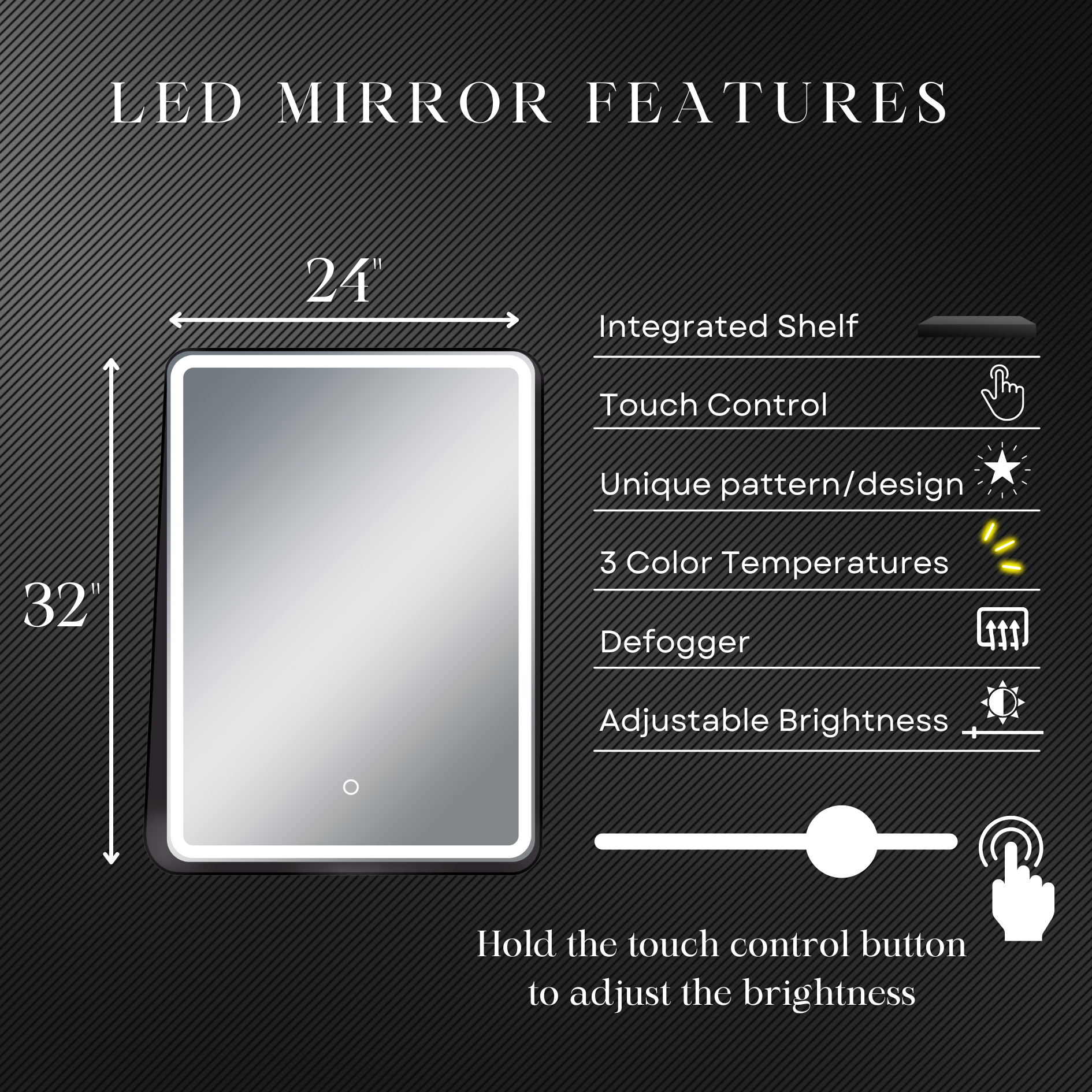 Zara 24"W x 32"H LED Lighted Mirror with Integrated Shelf - Dreamwerks