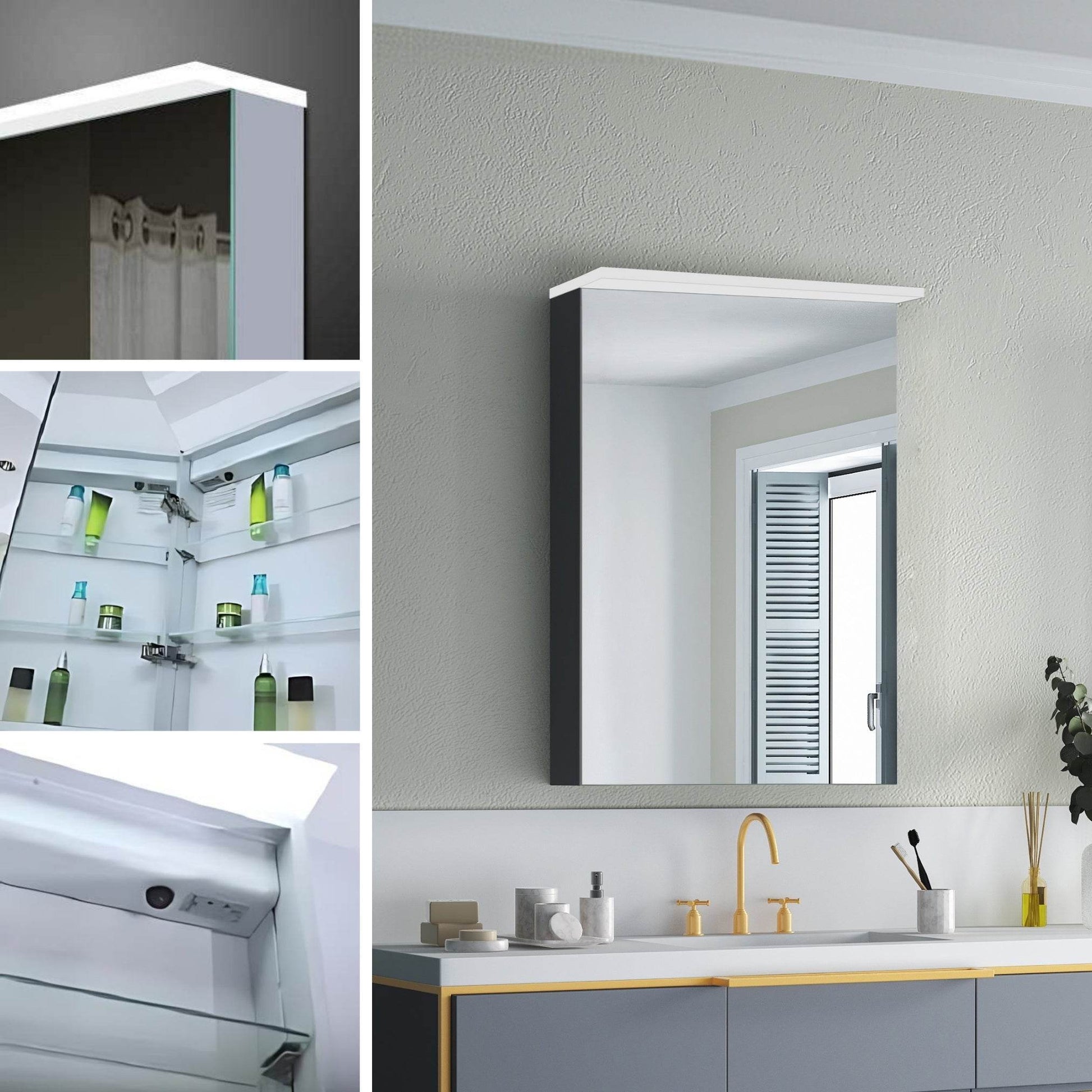 Garet 20"x28" LED Medicine Cabinet with Dimmable Lighting and Modern Bathroom Storage