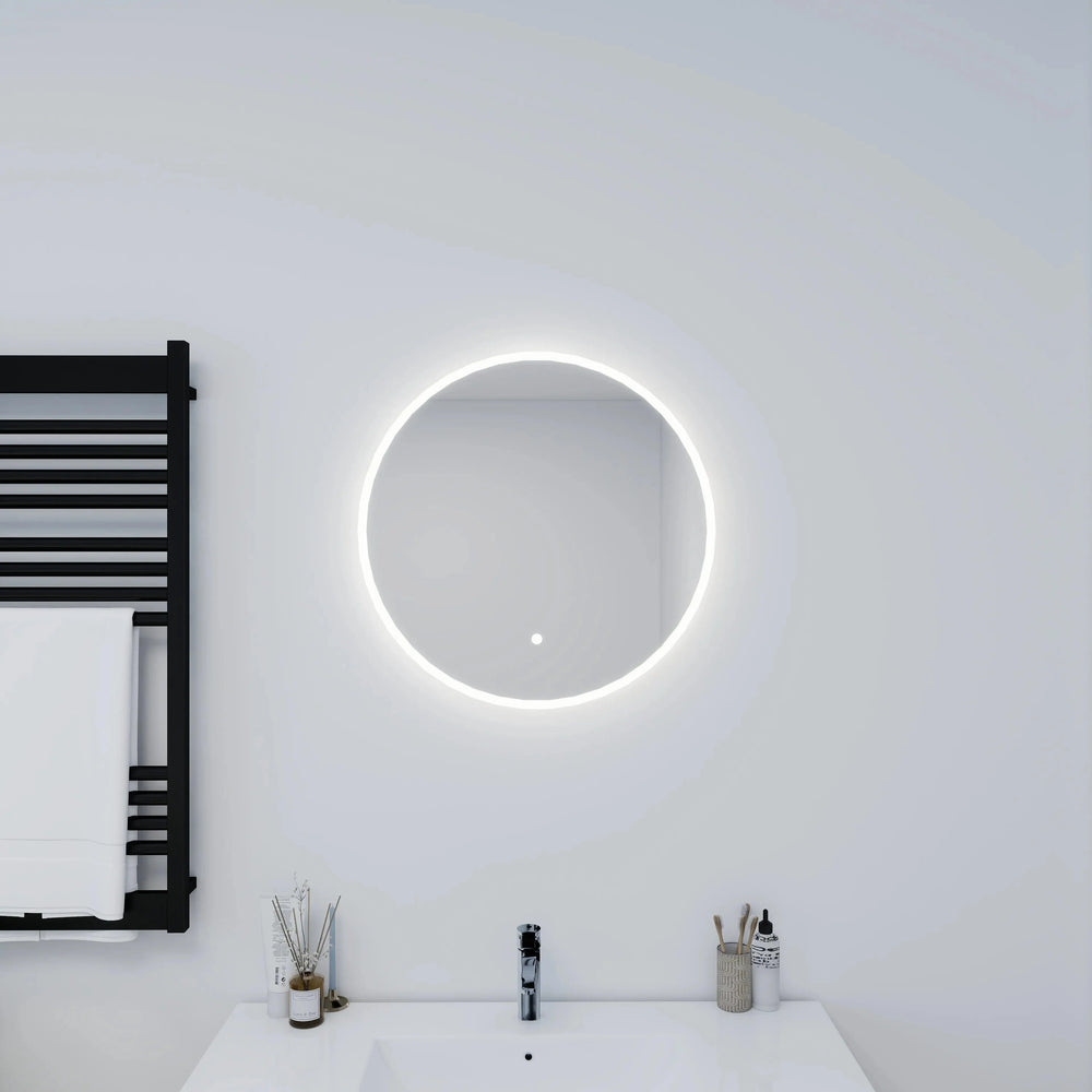 Dreamwerks - LED Mirror - Onyx Round Frameless LED Mirror with Defogger and Integrated Touch Switch - Available in 2 Sizes - 24" - LACN035