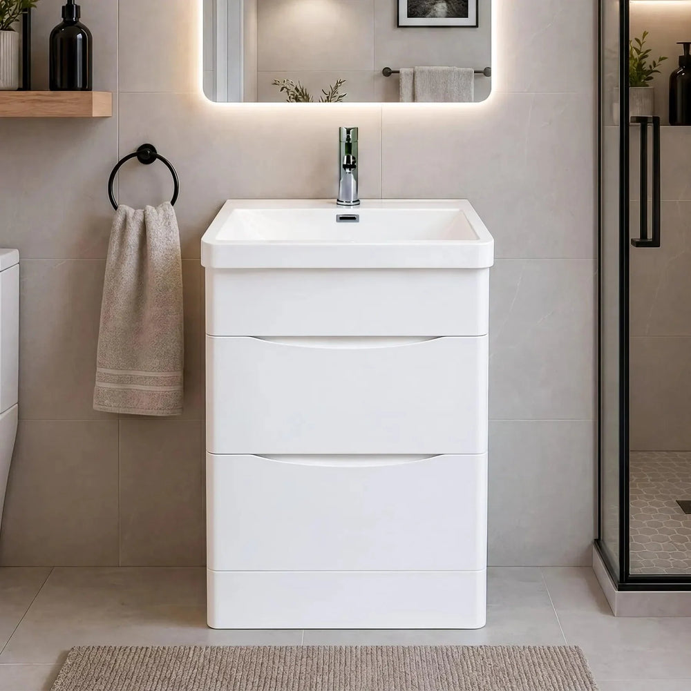 Dreamwerks - Vanity - Stockholm 24" W x 18" D x 33" H Bathroom Vanity in White with Ceramic Vanity Top- DRW600