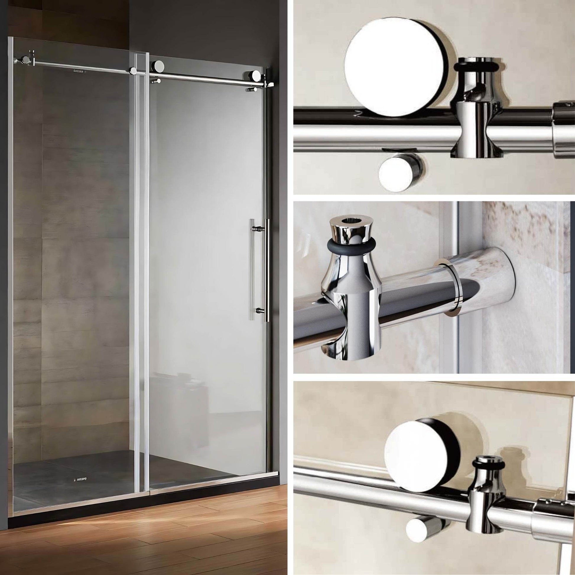48 inch chrome shower door with clear tempered glass – modern luxury bathroom fixture