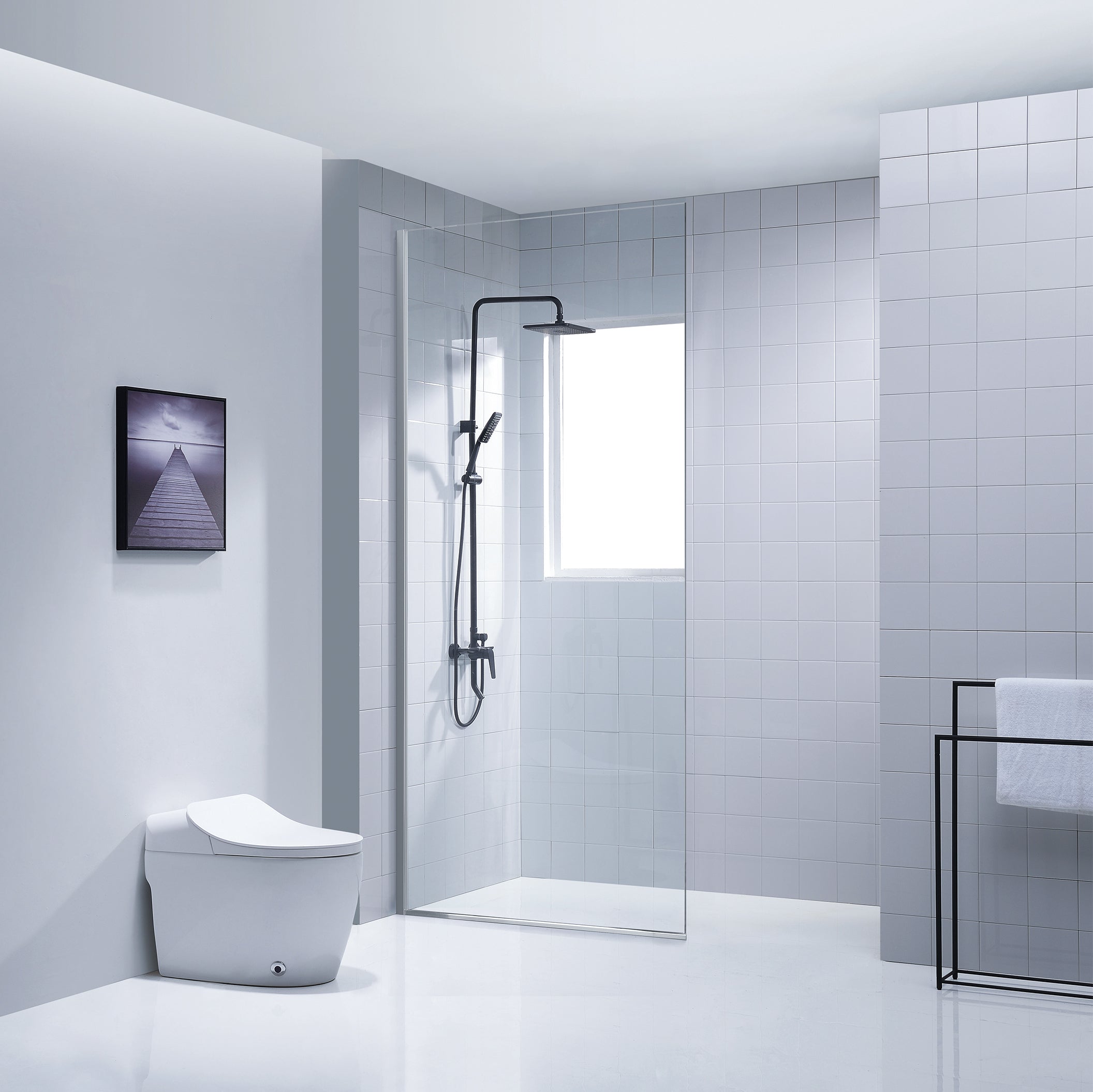 Dreamwerks 32"W x 79"H Frameless Fixed Shower Door in Chrome - Available in Clear or Frosted Glass