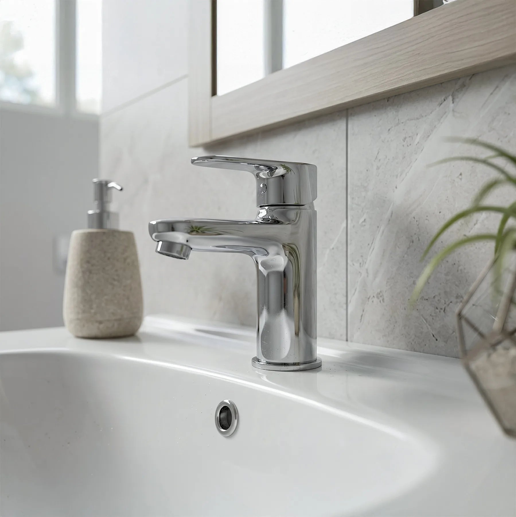 Bango 33.5" W x 19.5" D x 32" H Vanity in Beige with Ceramic Vanity Top in White - Dreamwerks