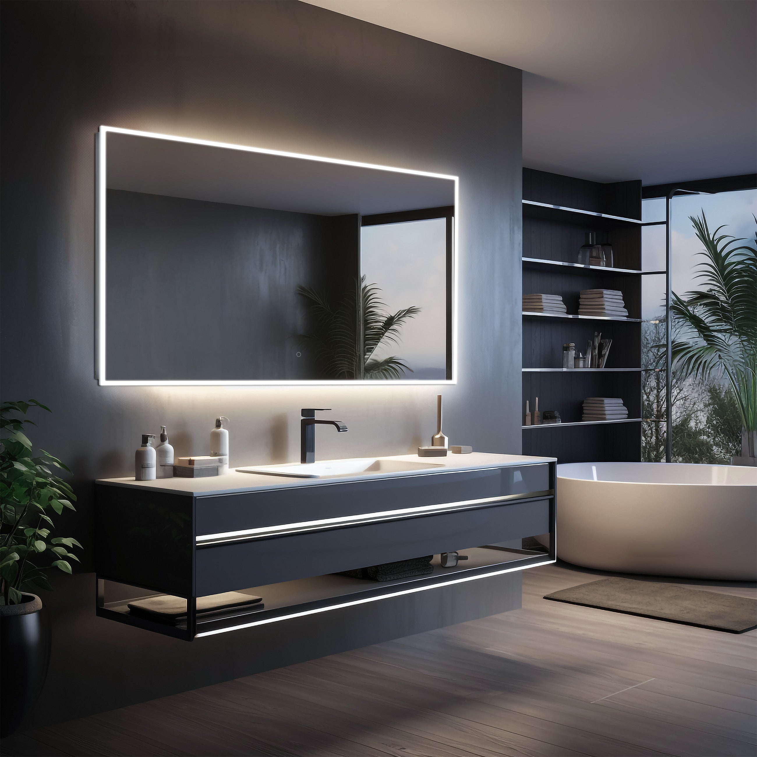 Camila Frameless LED Mirror with Defogger and Integrated Touch Switch - Available in 4 Sizes