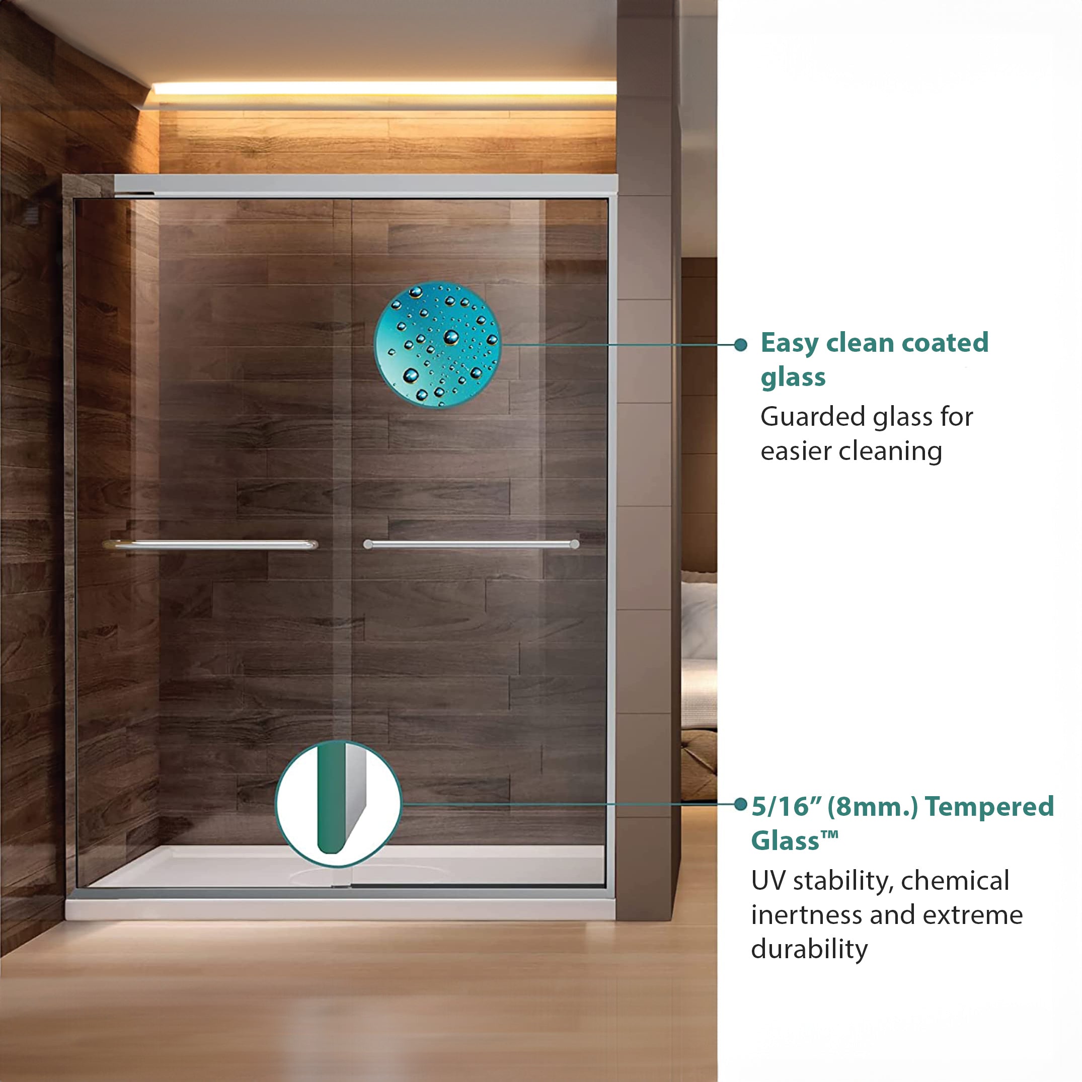 Dreamwerks Bright Chrome Sliding Shower Door - Available in 2 sizes
