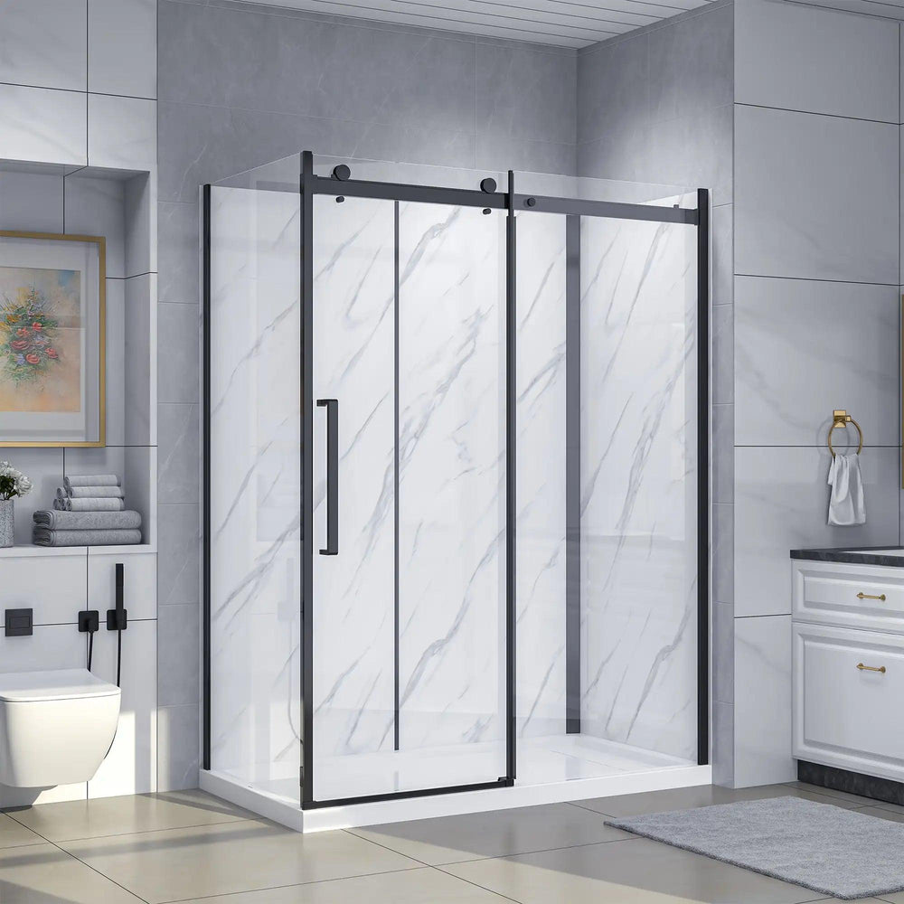 Dreamwerks - Shower Kit - Bristol 60" W x 32" D x 79.2" H Frameless Sliding Shower Kit in Black / Chrome / Brushed Nickel - Black - DK118B-MB