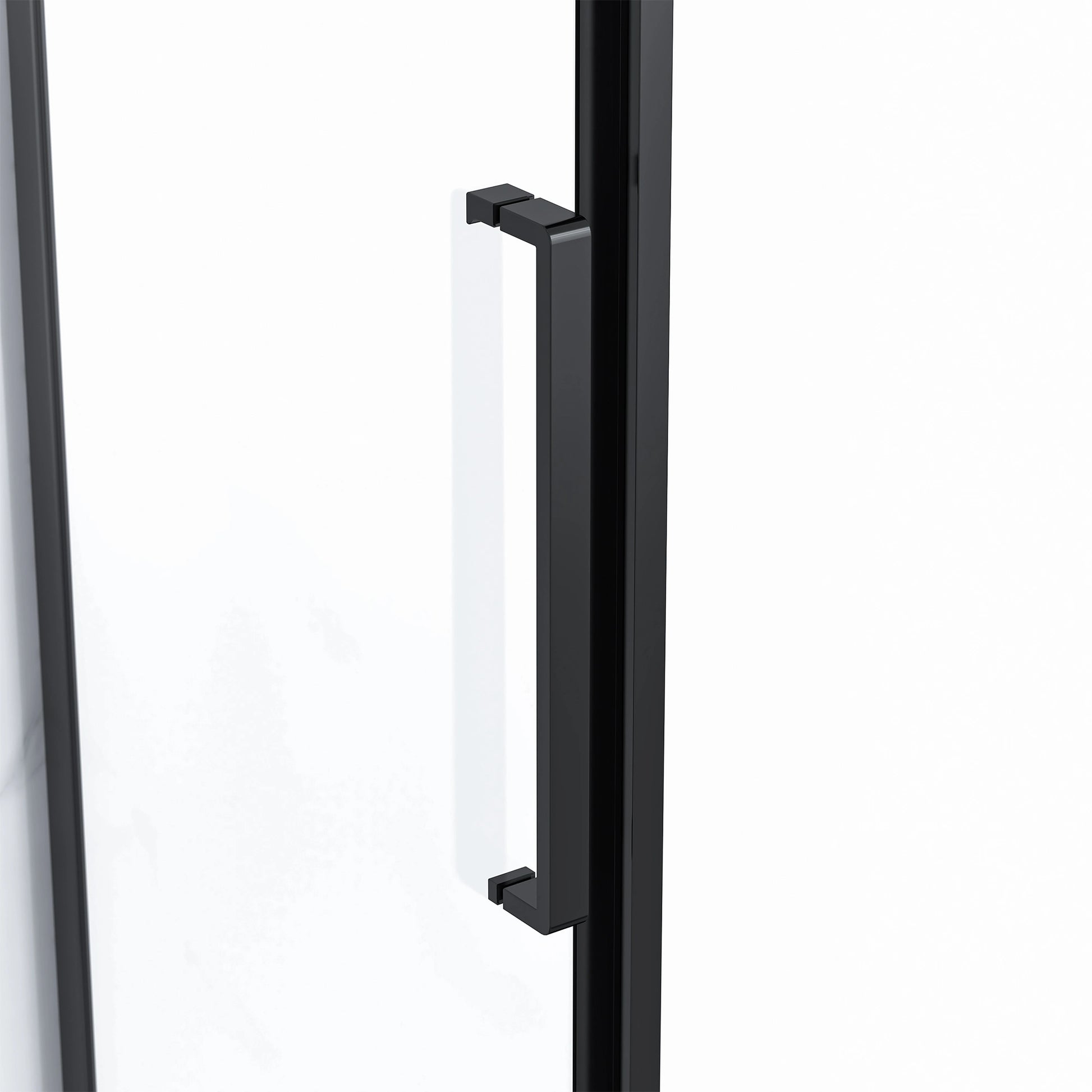Dreamwerks Glass door with black aluminum handle on a white background