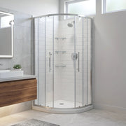 Monaco 36"W / 38"W Round Shower Kit in Black / Chrome or Brushed Nickel