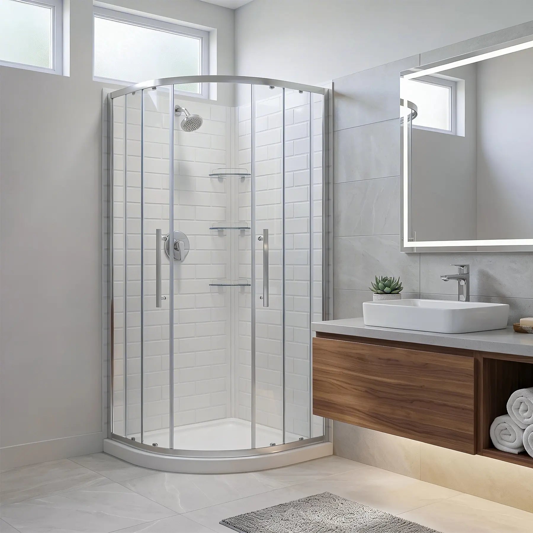 Monaco 36 in. W x 36 in. D x 75 in. H Round Chrome Shower Kit - Dreamwerks