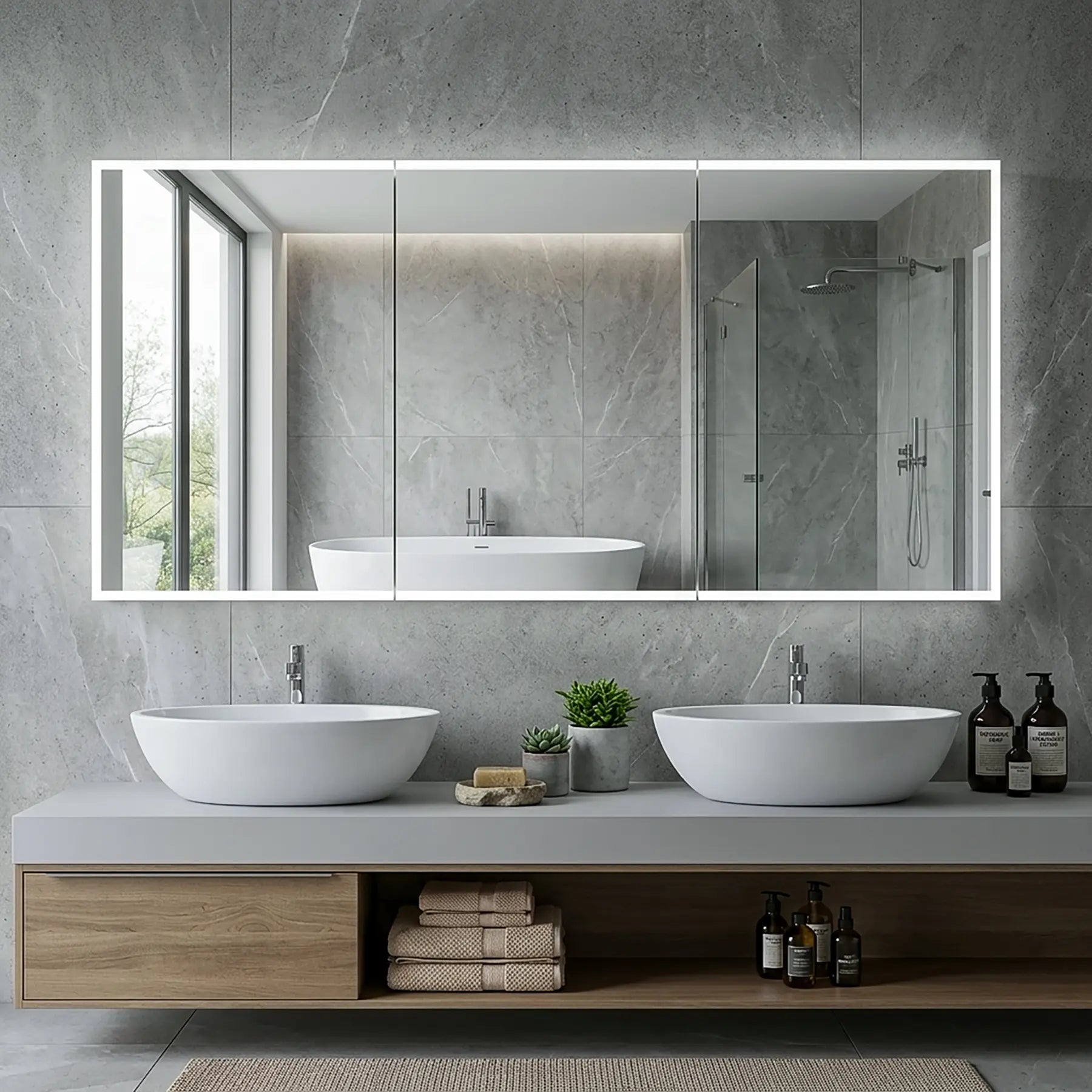 Dhalia LED Bathroom Medicine Cabinet with Defogger and Internal 3X Makeup Mirror - Available in 6 Sizes