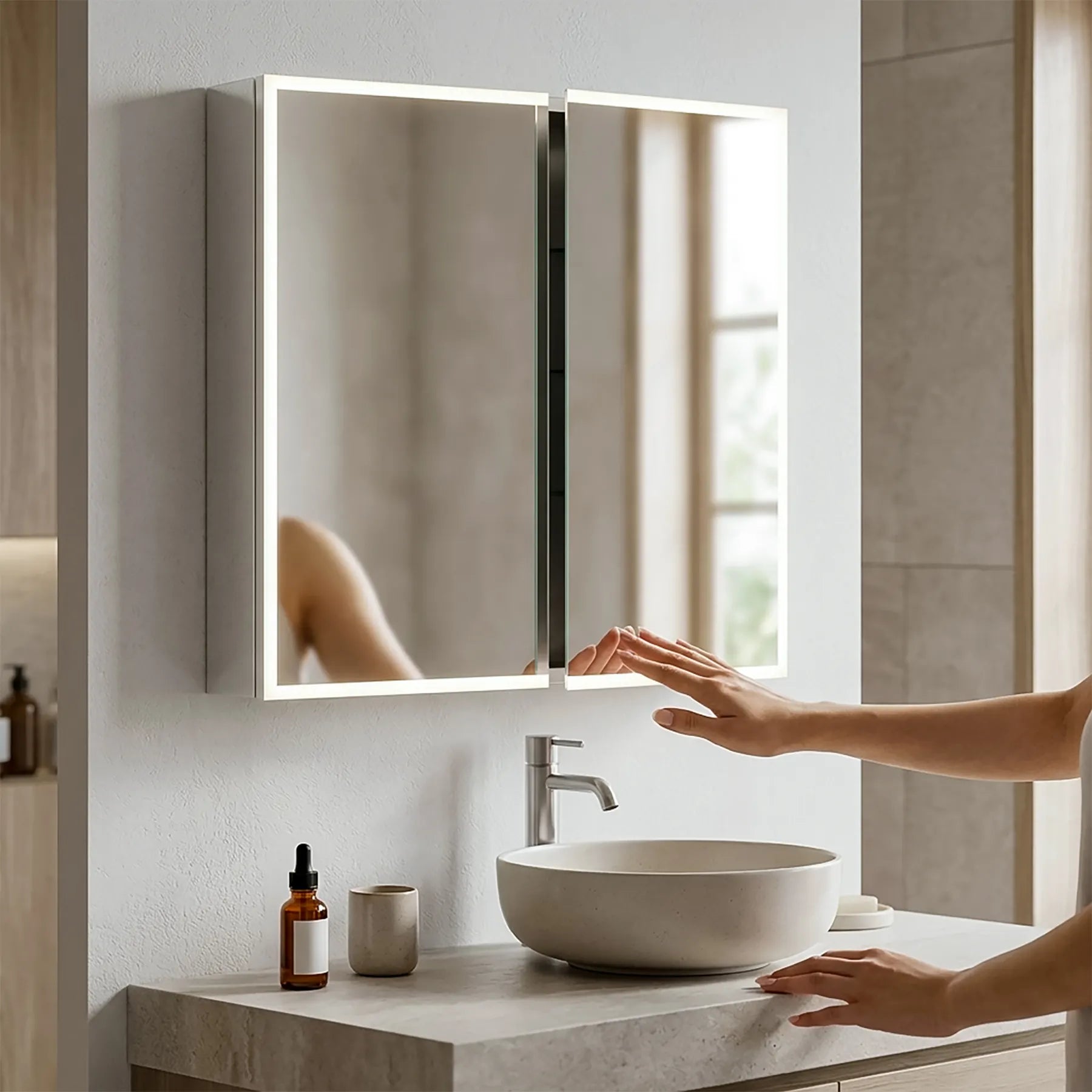 Dhalia LED Bathroom Medicine Cabinet with Defogger and Internal 3X Makeup Mirror - Available in 6 Sizes