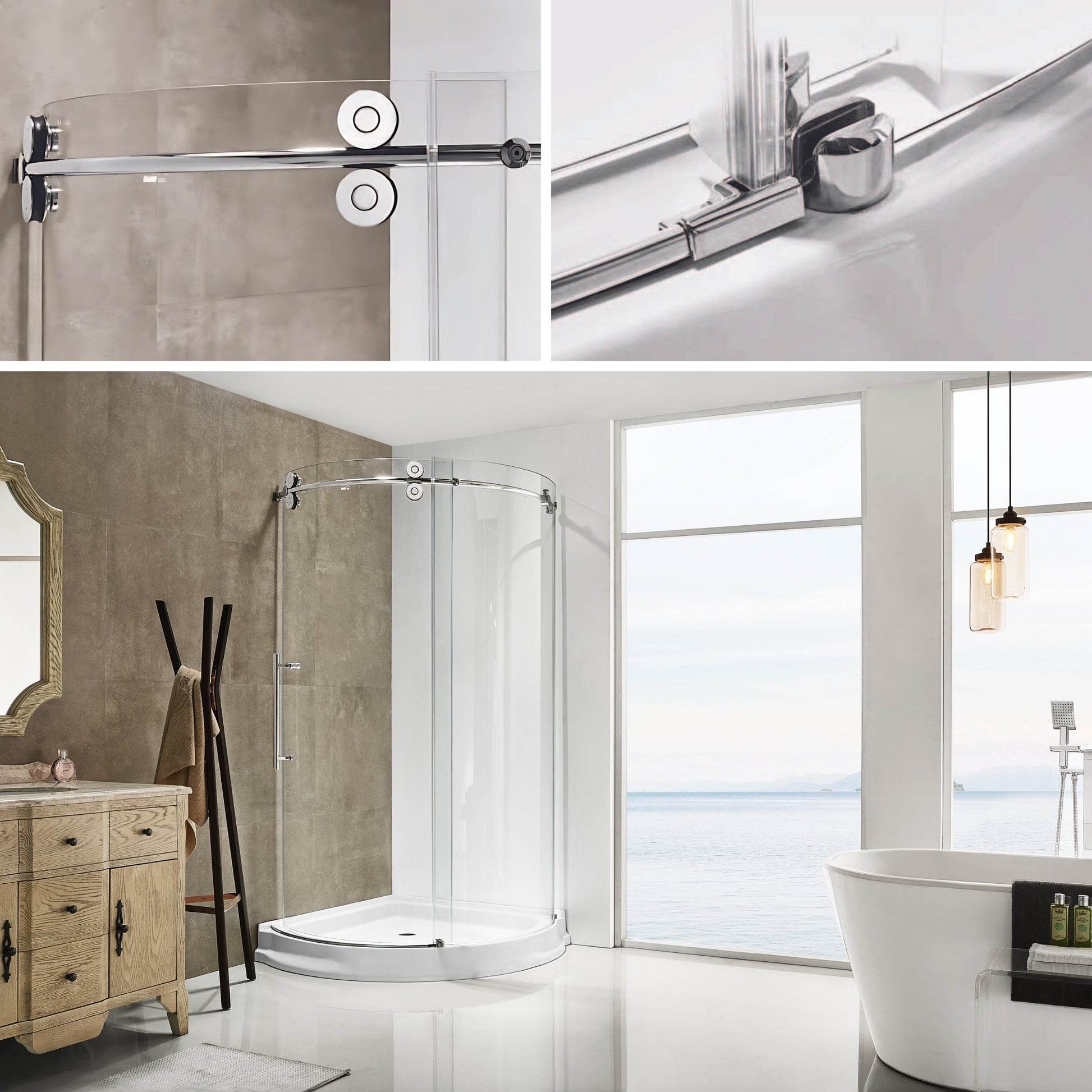 Dreamwerks 40"W x 79"H Frameless Shower Door Enclosure in Chrome Finish - Clear or Frosted Glass