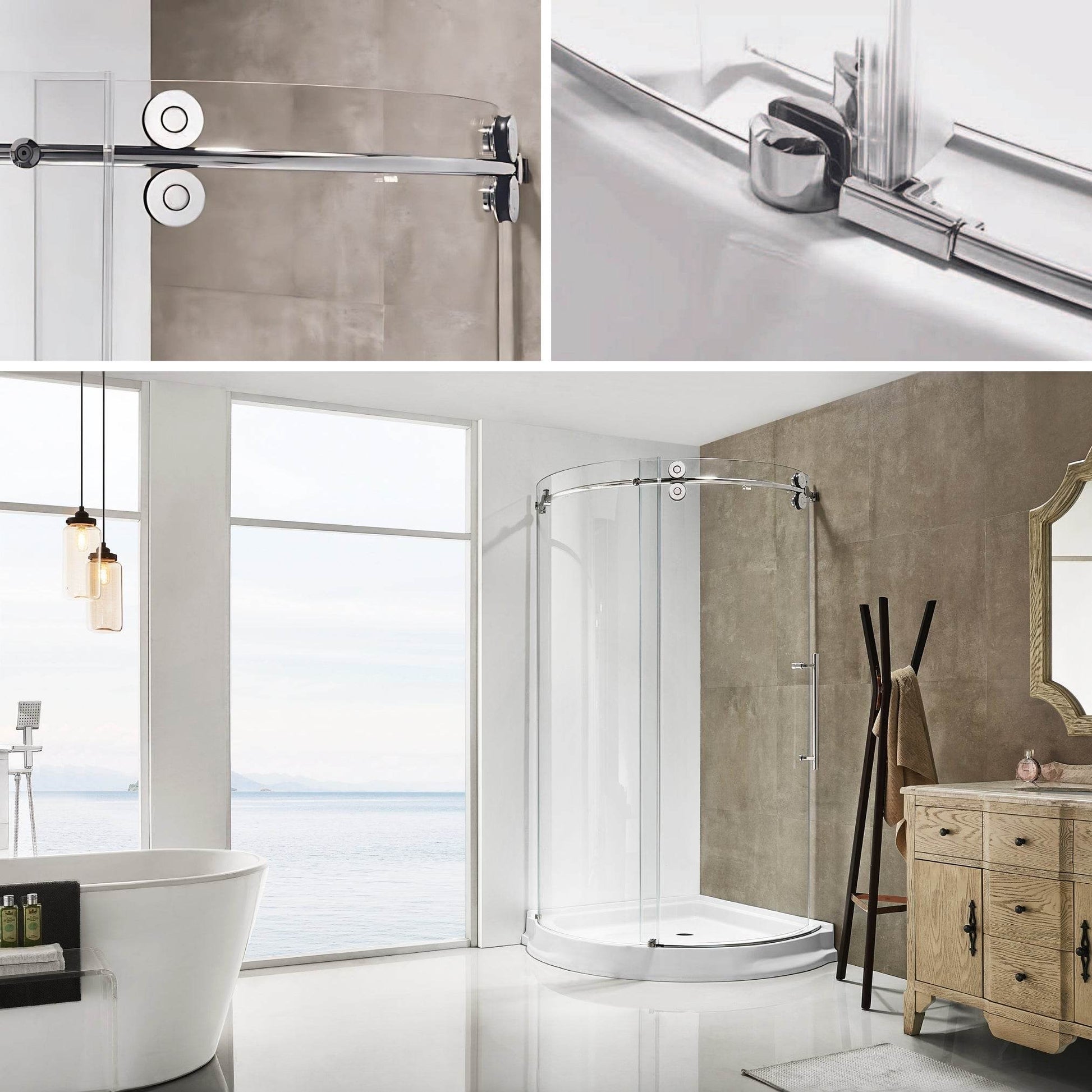 Dreamwerks 40"W x 79"H Frameless Shower Door Enclosure in Chrome Finish - Clear or Frosted Glass