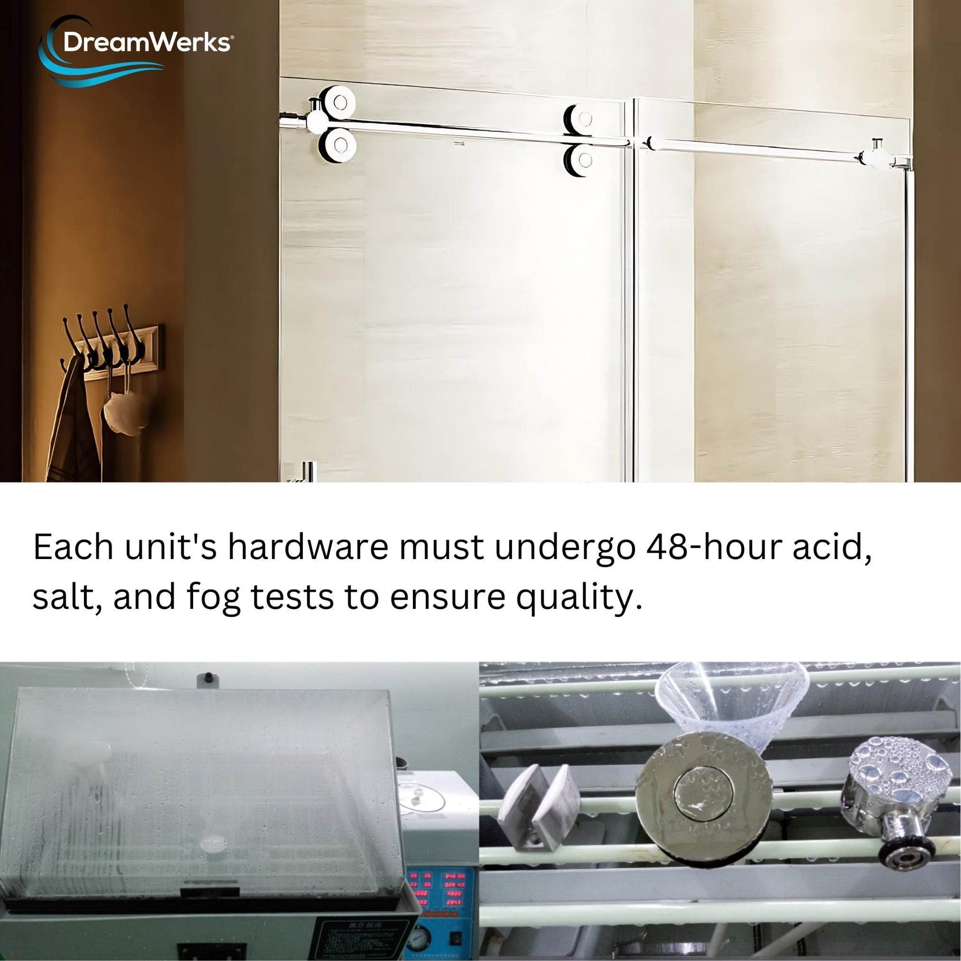 Apollo 60 in. W x 79 in. H Frameless Double Roller Shower Door in Stainless Steel - Dreamwerks