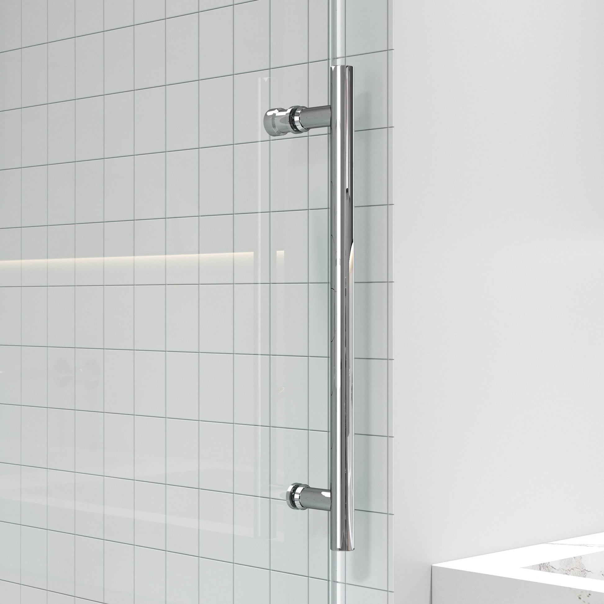 Apollo 60 in. W x 79 in. H Frameless Double Roller Shower Door in Stainless Steel - Dreamwerks