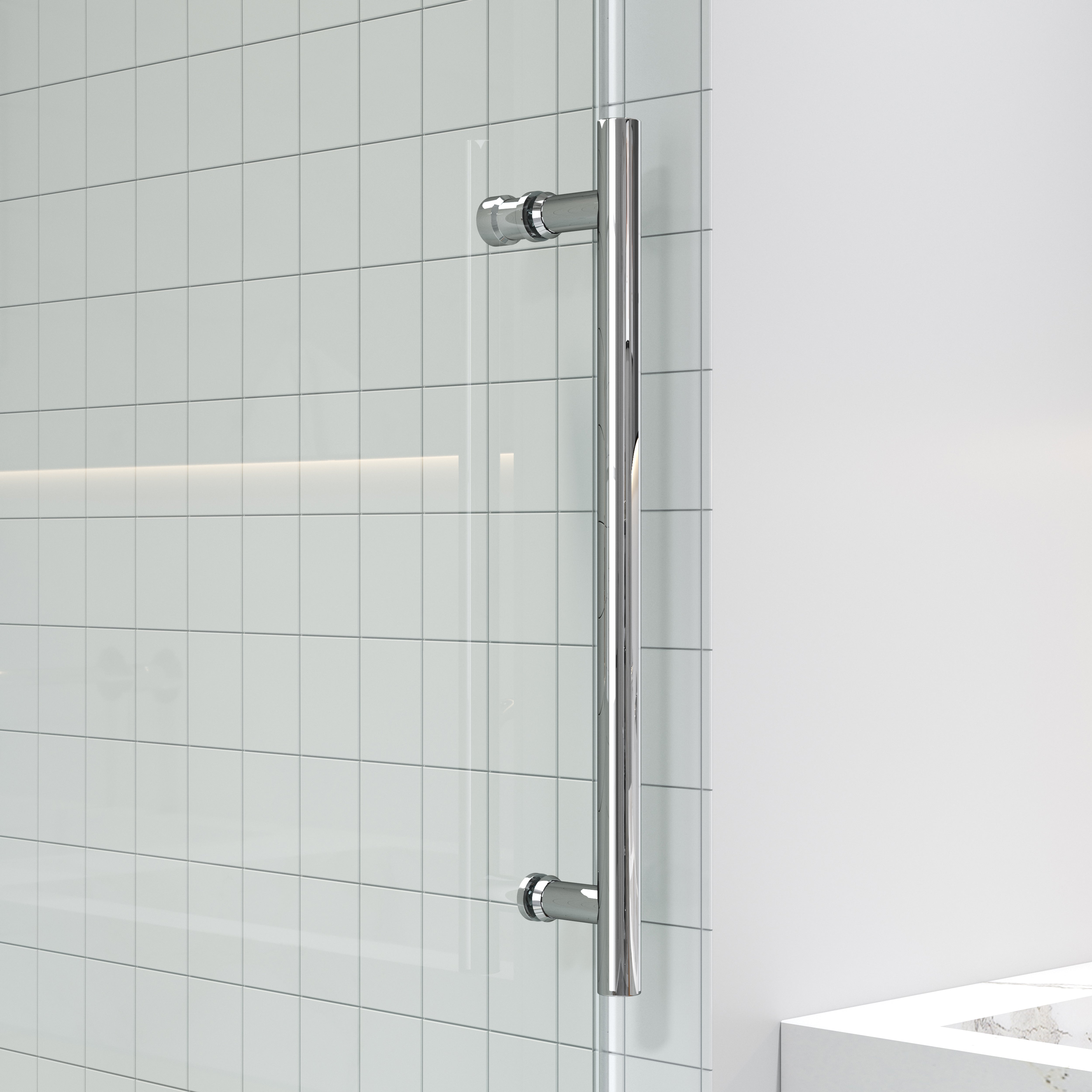 Apollo 60 in. W x 79 in. H Frameless Double Roller Shower Door in Stainless Steel