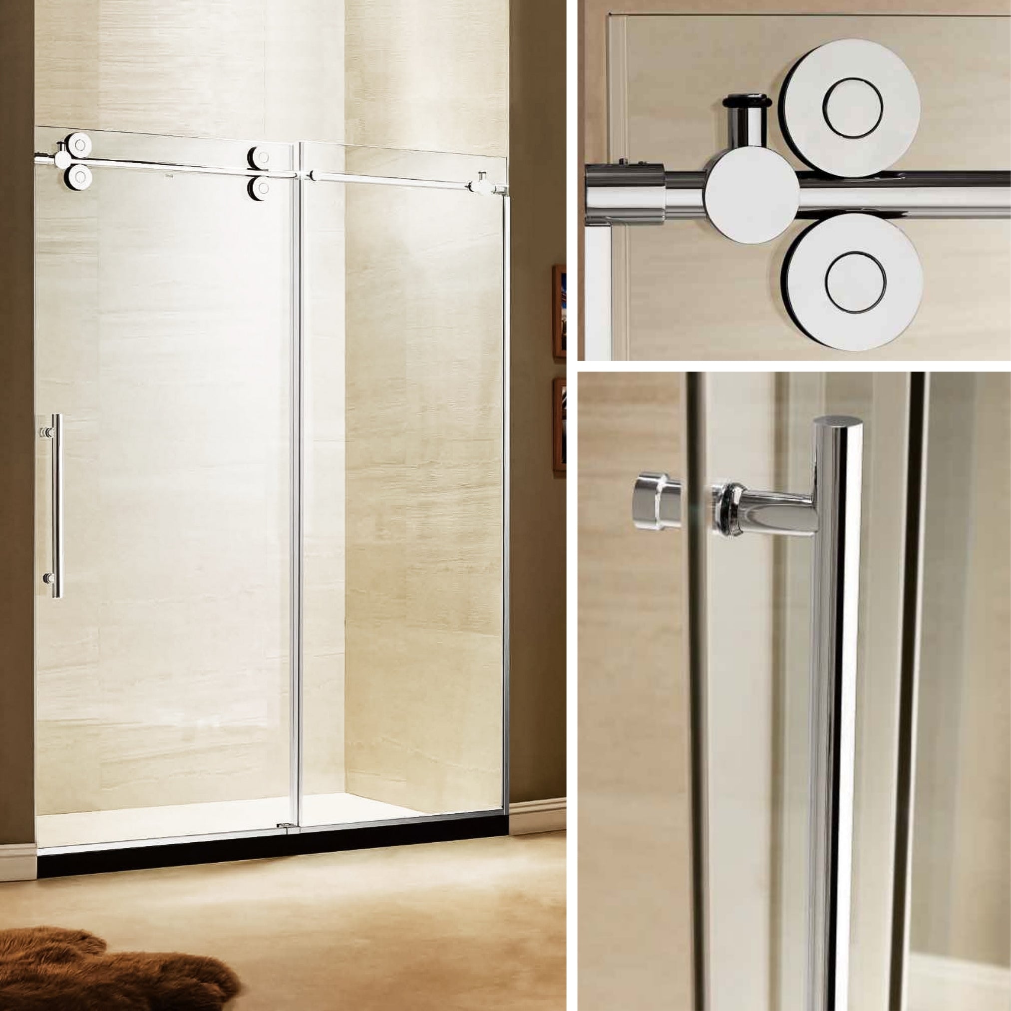 Dreamwerks 60 in. x 79 in. Frameless Sliding Shower Door in Stainless Steel - Dreamwerks