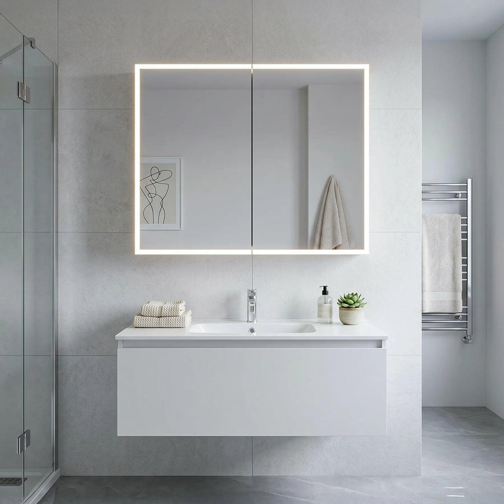 Dreamwerks - LED Medicine Cabinet - Dani 28"W X 28"H LED Medicine Cabinet with Mirrored Doors- LCAN019