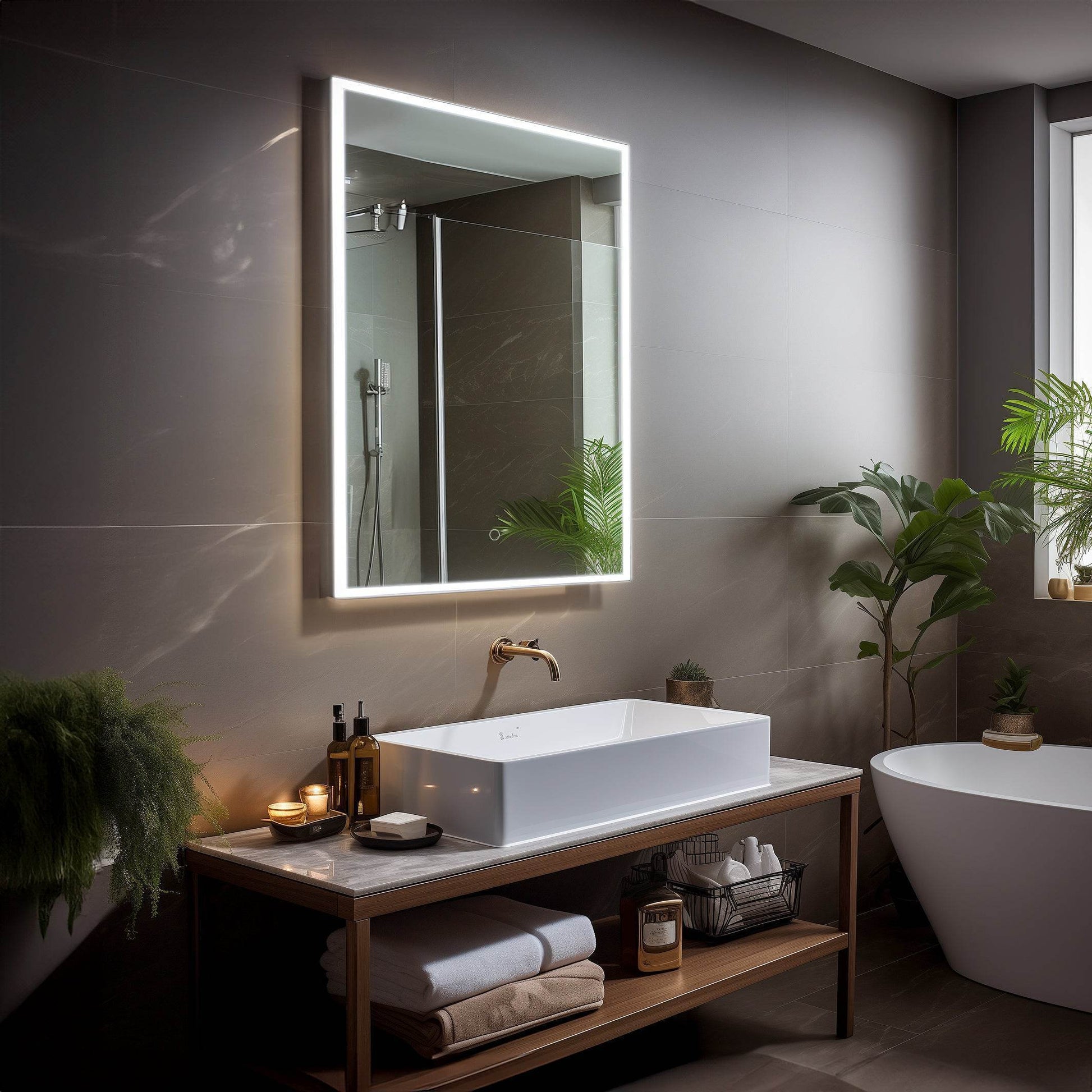 Camila Frameless LED Mirror with Defogger and Integrated Touch Switch - Available in 4 Sizes - Dreamwerks