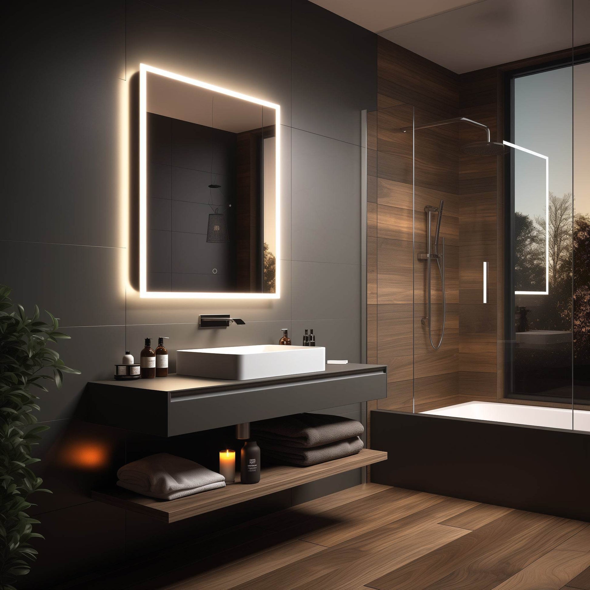 Camila Frameless LED Mirror with Defogger and Integrated Touch Switch - Available in 4 Sizes - Dreamwerks