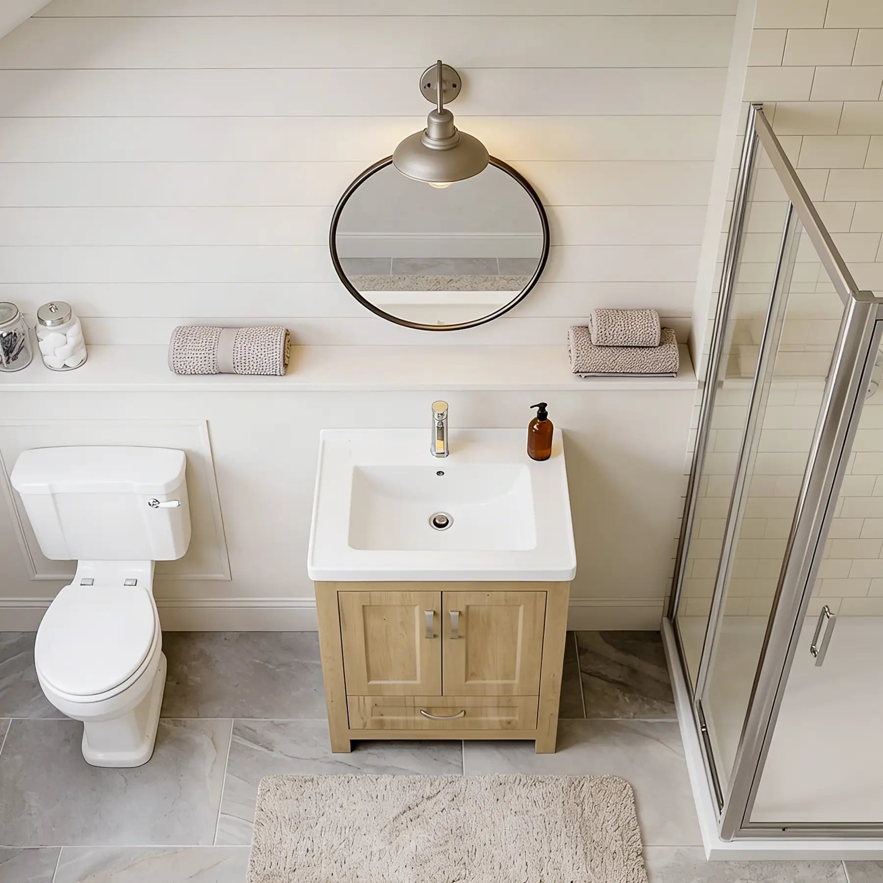 Livorno 24" W x 19" D x 33" H Vanity With Ceramic Vanity Top in Woodgrain Finish - Dreamwerks