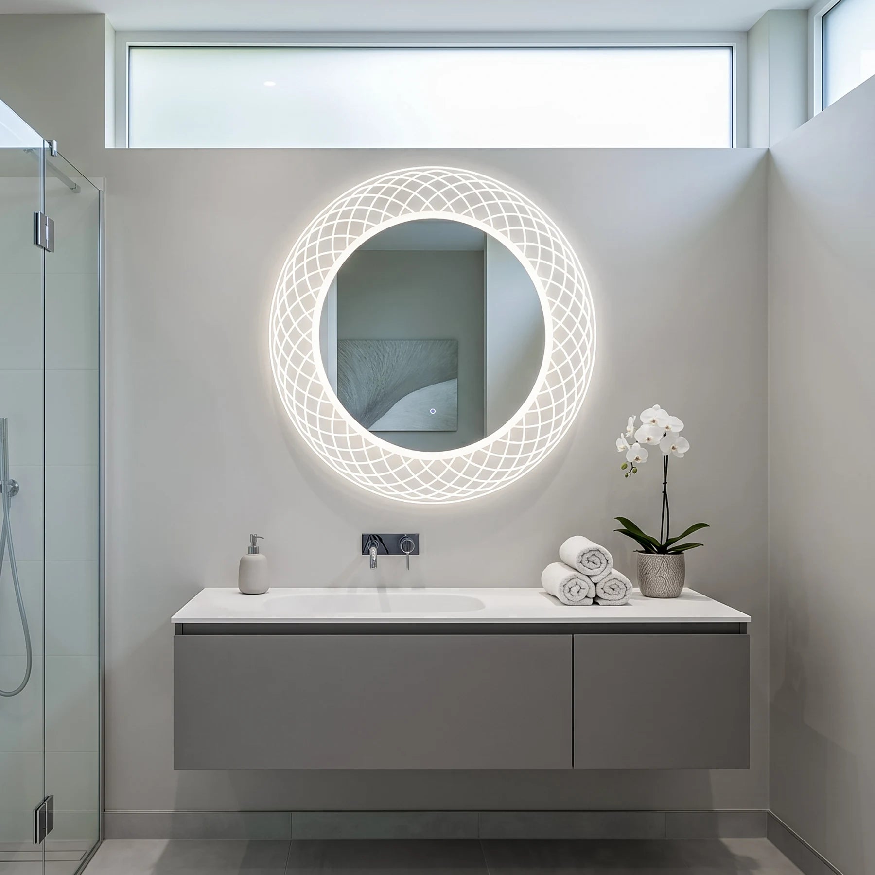 Dreamwerks Liza LED mirror in a modern bathroom.